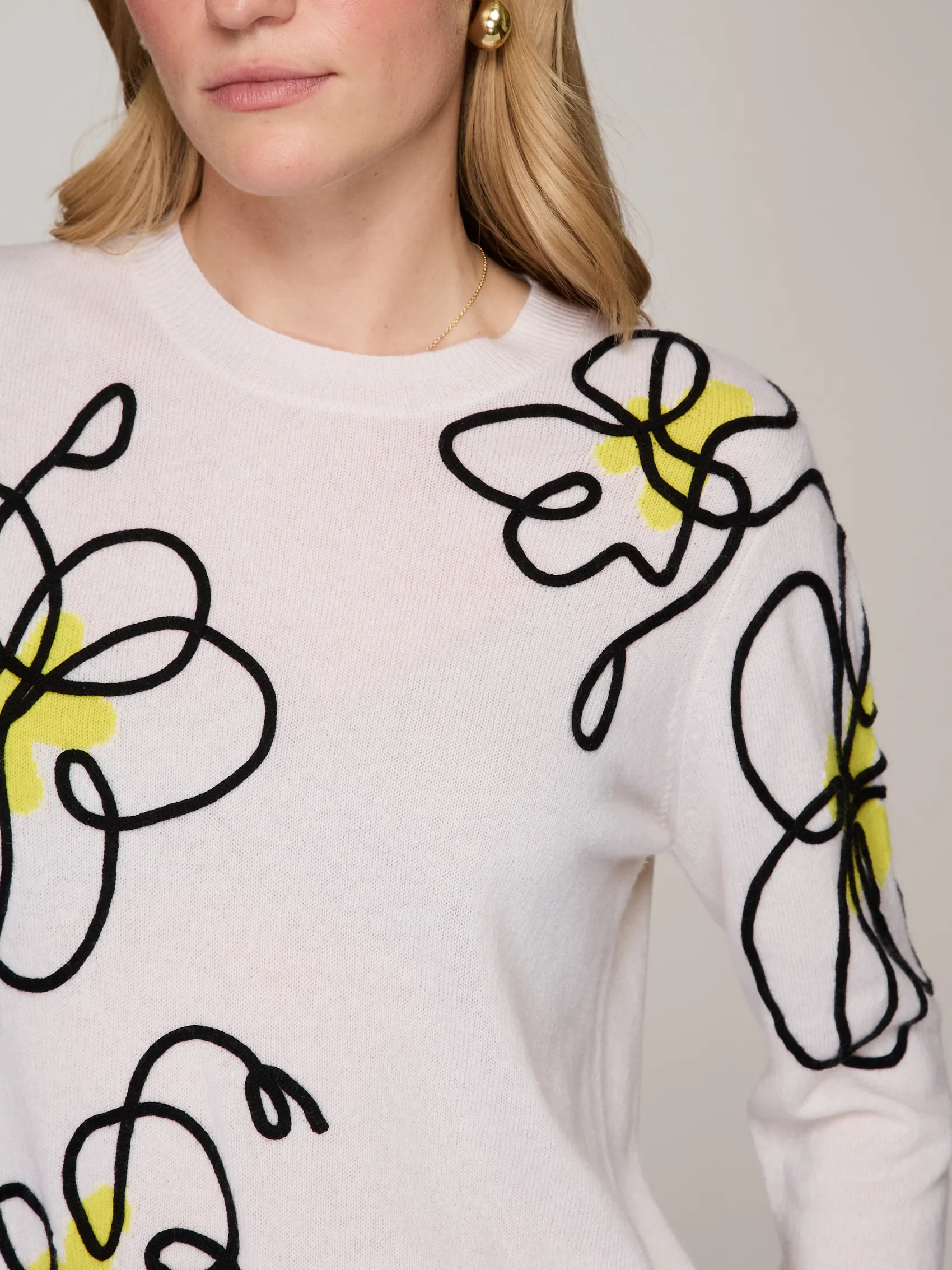 Floral Applique Crew in Chalk Combo sold by Autumn Cashmere product image thumbnail 5