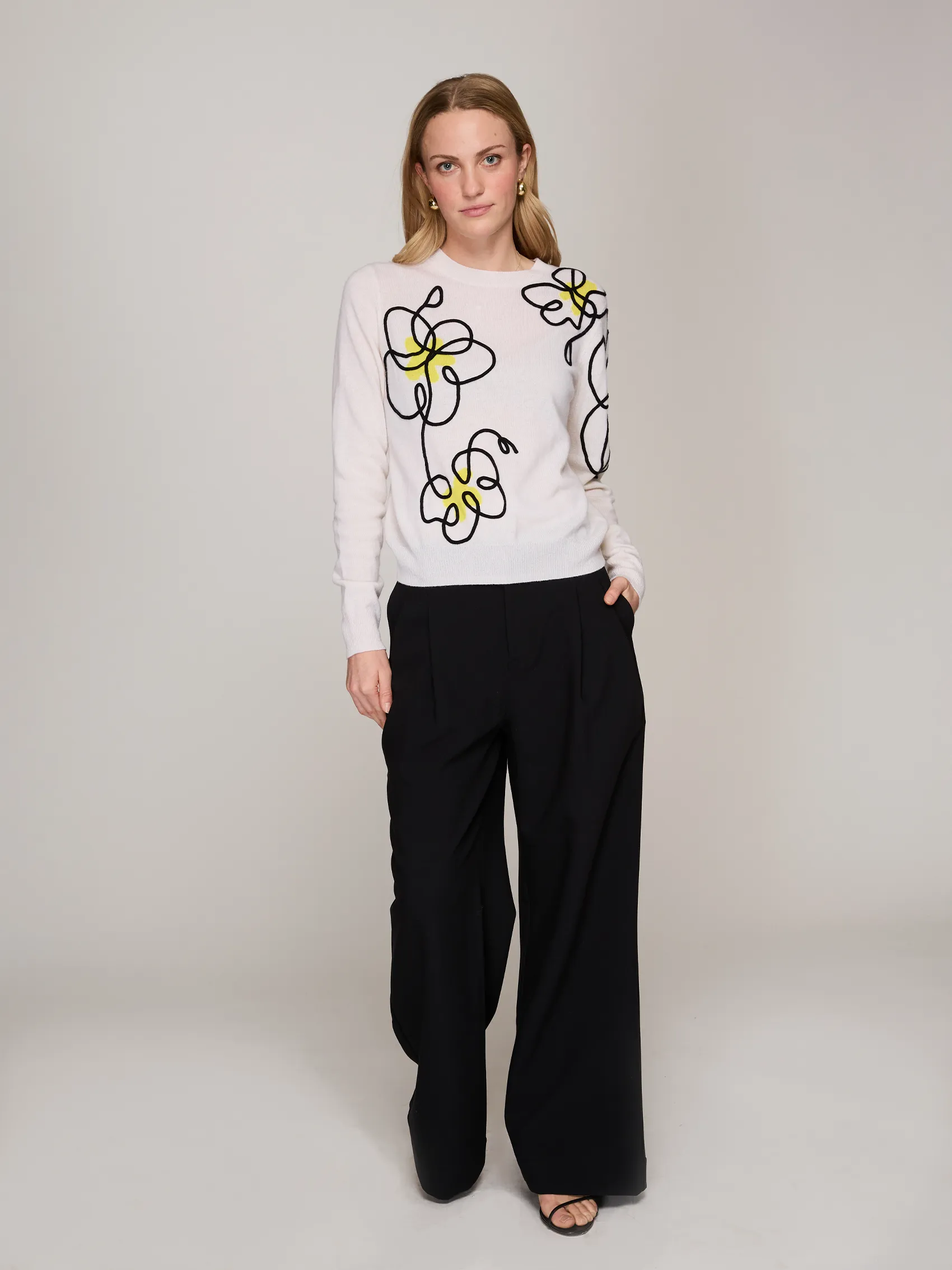 Floral Applique Crew in Chalk Combo sold by Autumn Cashmere product image thumbnail 2