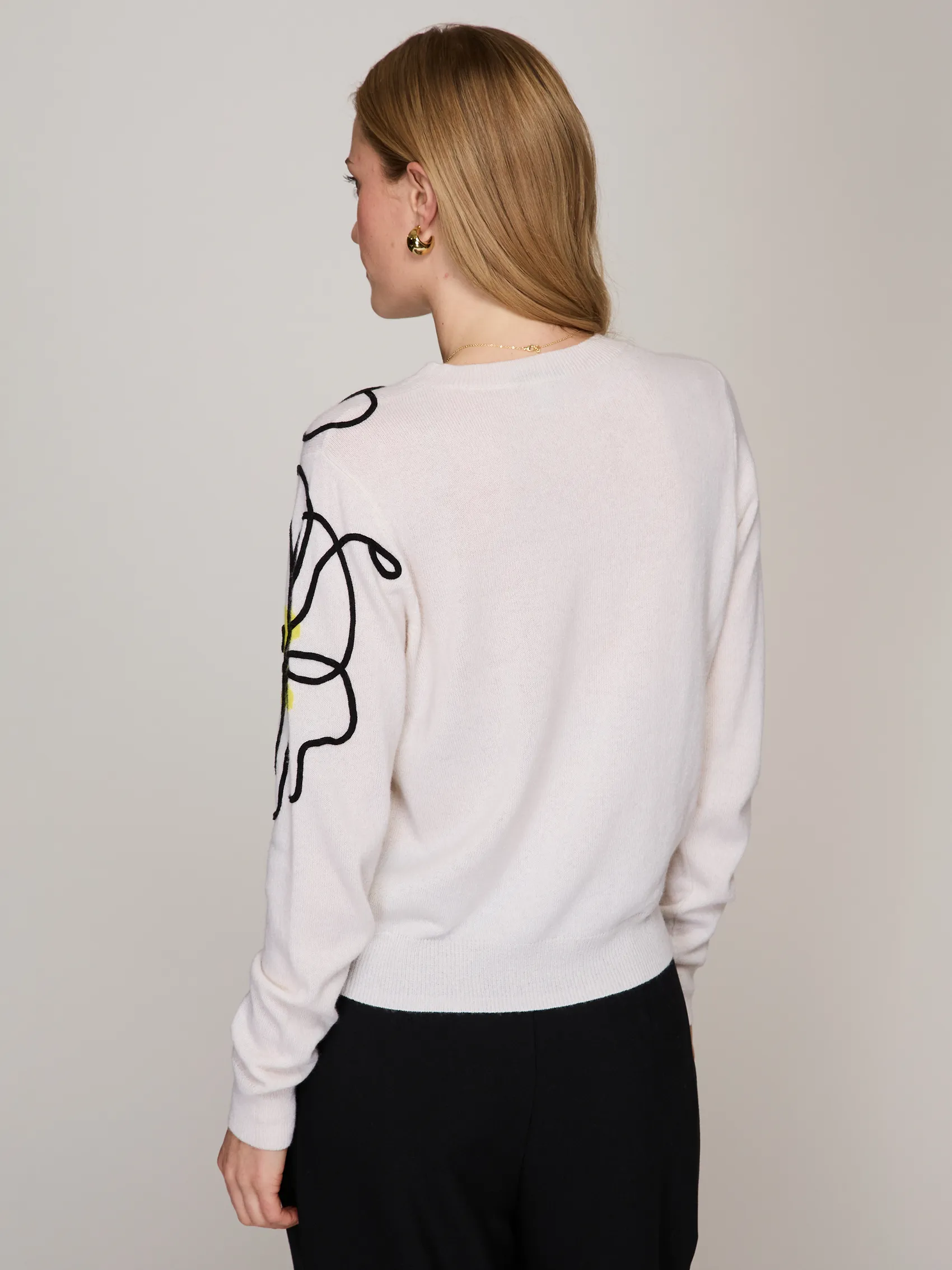 Floral Applique Crew in Chalk Combo sold by Autumn Cashmere product image thumbnail 4