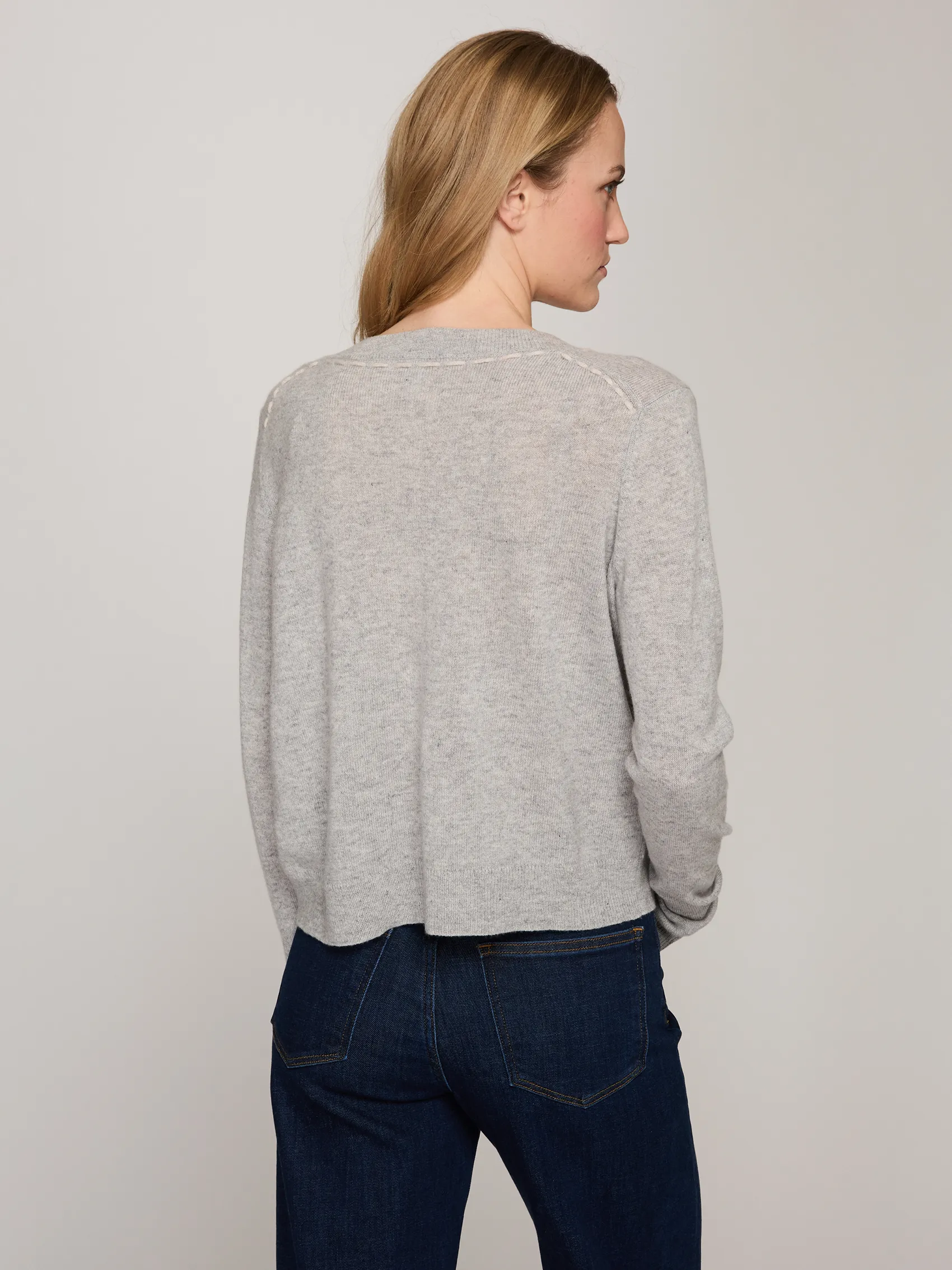 V-Neck Cardigan w/ Tubular Lacing in Sweatshirt Combo sold by Autumn Cashmere product image thumbnail 4