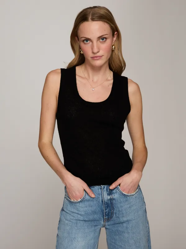 Sheer Dot Tank in Black made by Autumn Cashmere