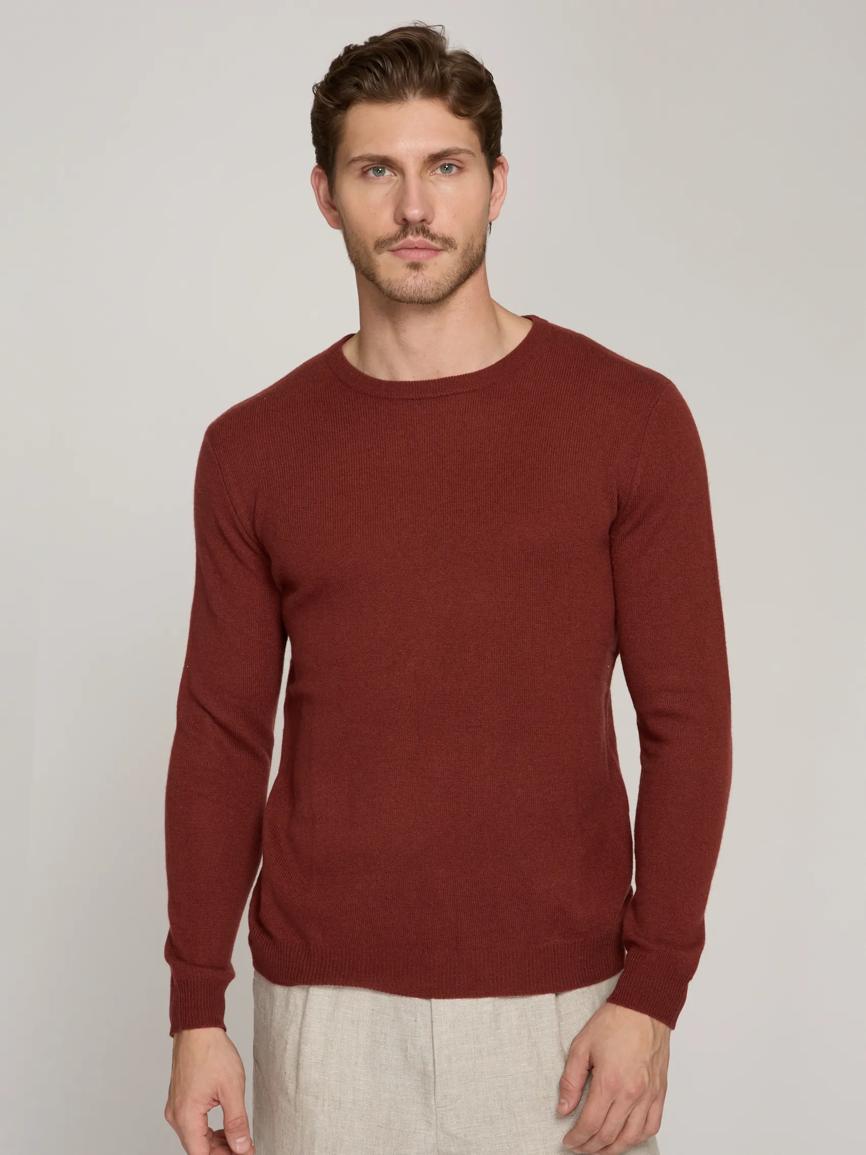 Basic Crew w/ Rib Bottom in Cognac sold by Autumn Cashmere