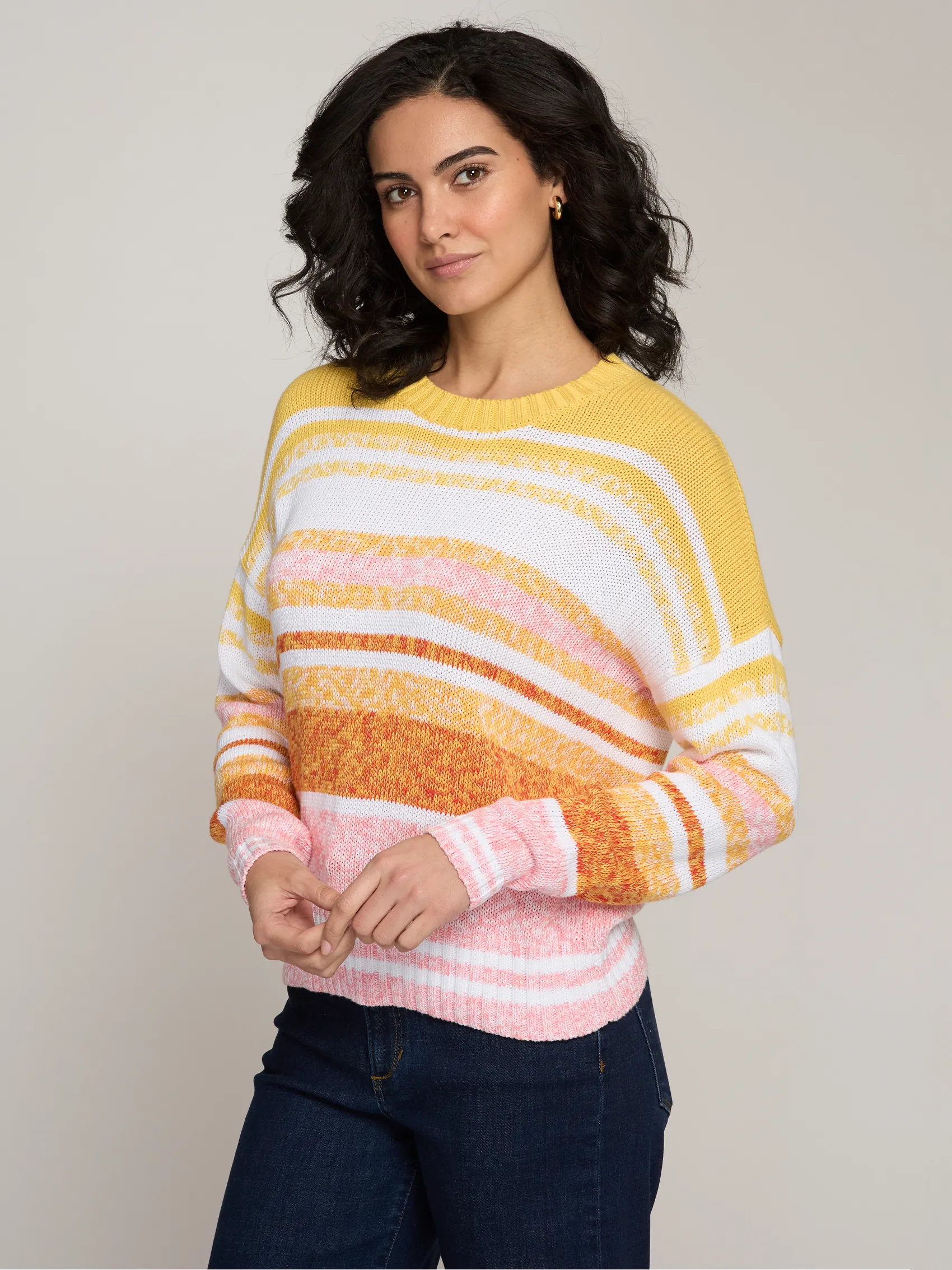 L/S Marled Stripe Crew Neck in Sunset Combo sold by Autumn Cashmere product image thumbnail 4