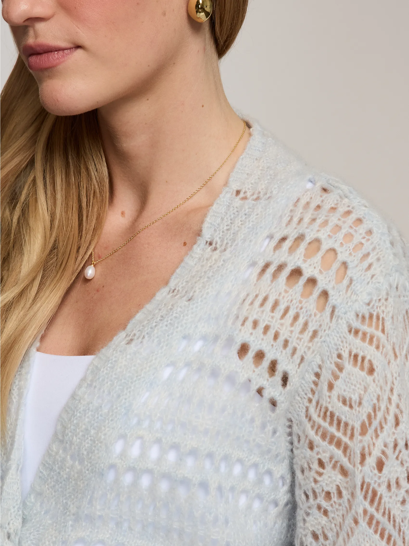 S/S Mixed Pointelle Cardigan in Space sold by Autumn Cashmere product image thumbnail 5