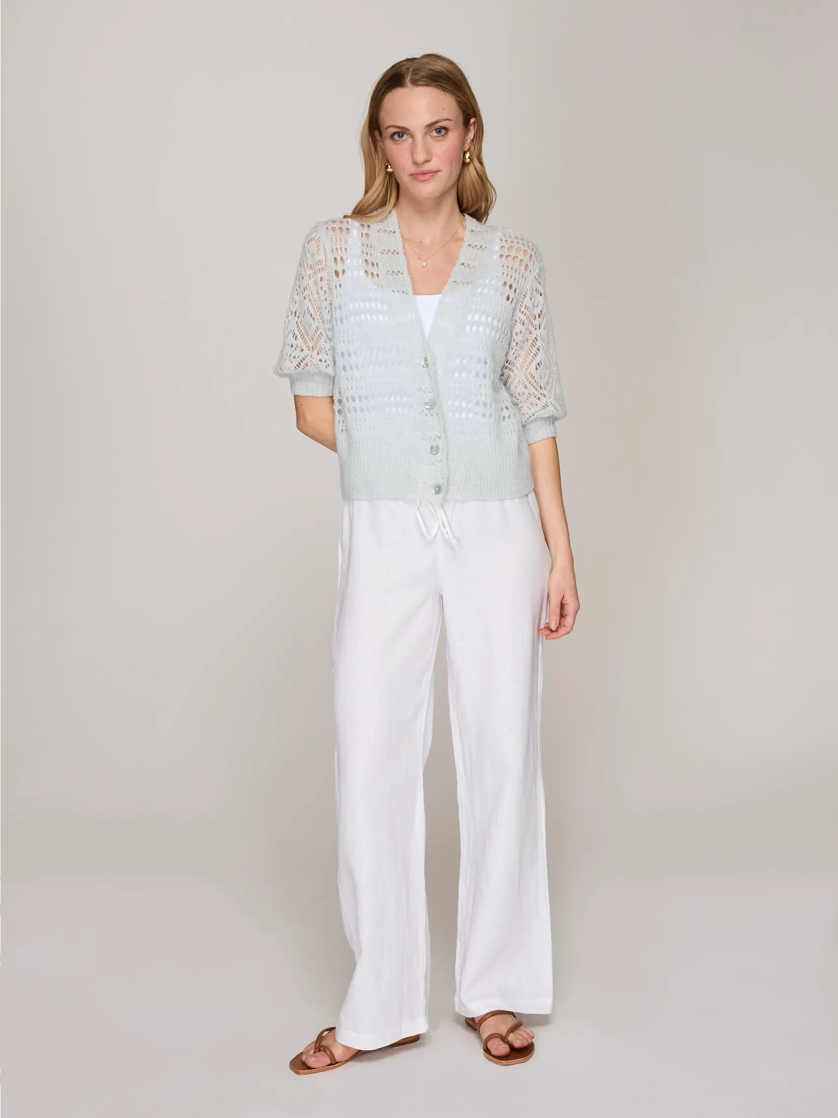 S/S Mixed Pointelle Cardigan in Space sold by Autumn Cashmere product image thumbnail 2