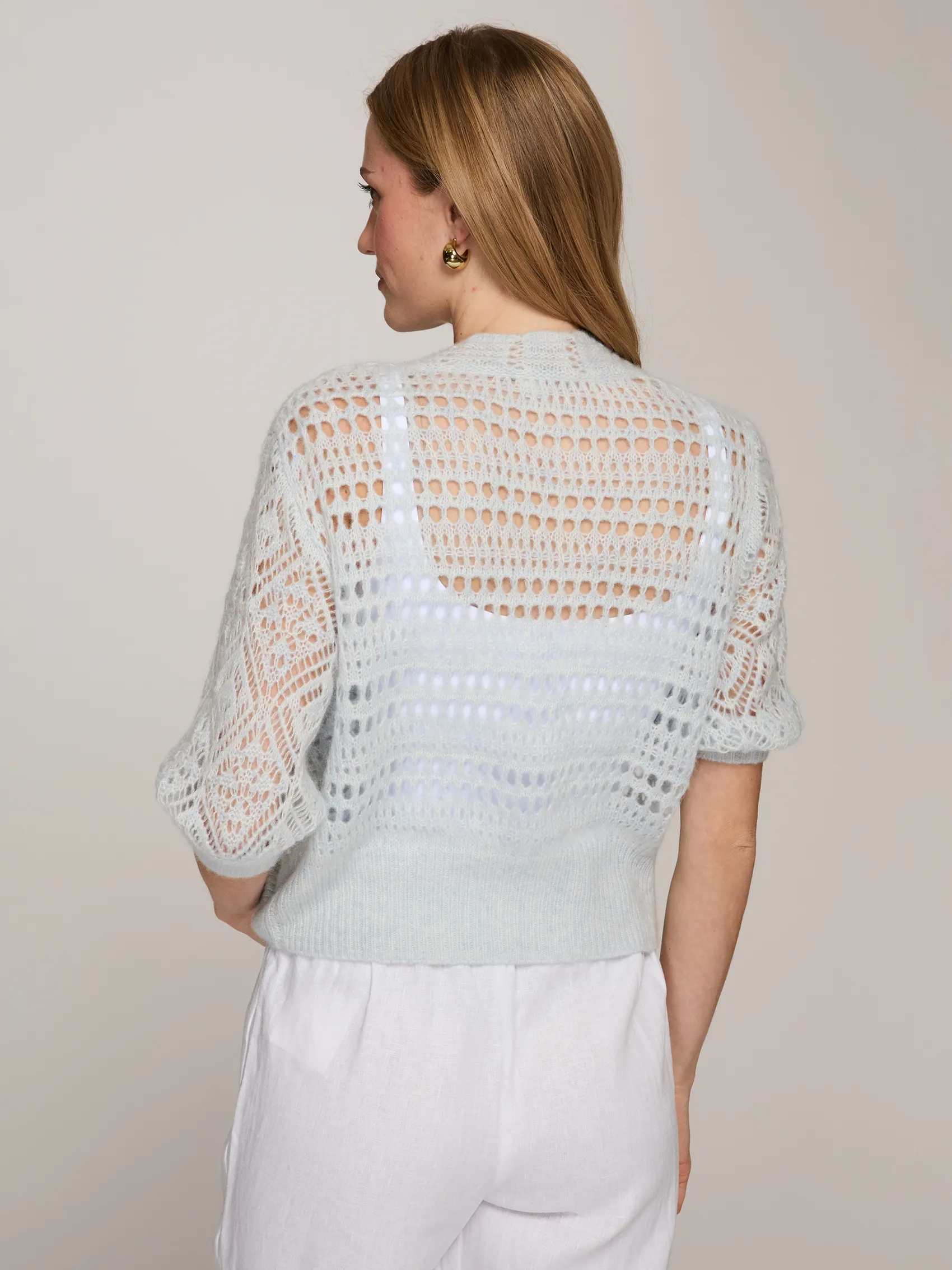 S/S Mixed Pointelle Cardigan in Space sold by Autumn Cashmere product image thumbnail 4