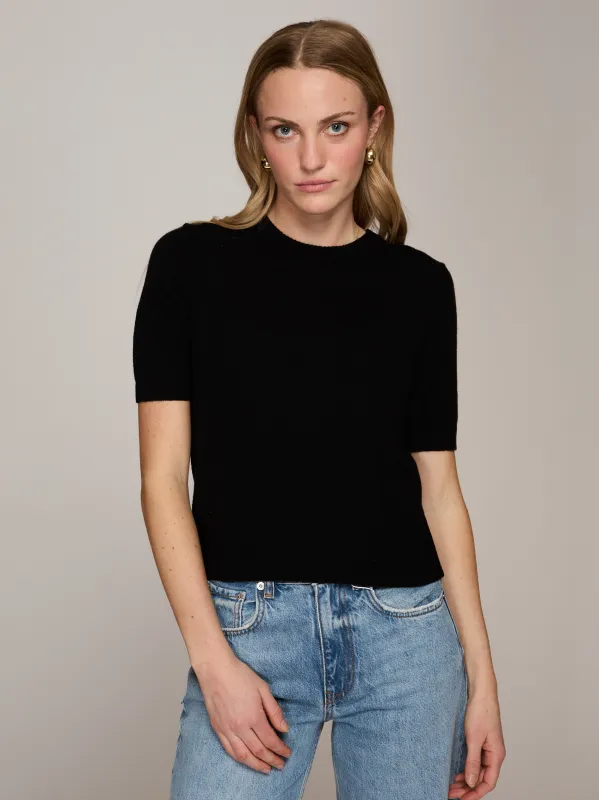 S/S Cropped Crew in Black made by Autumn Cashmere