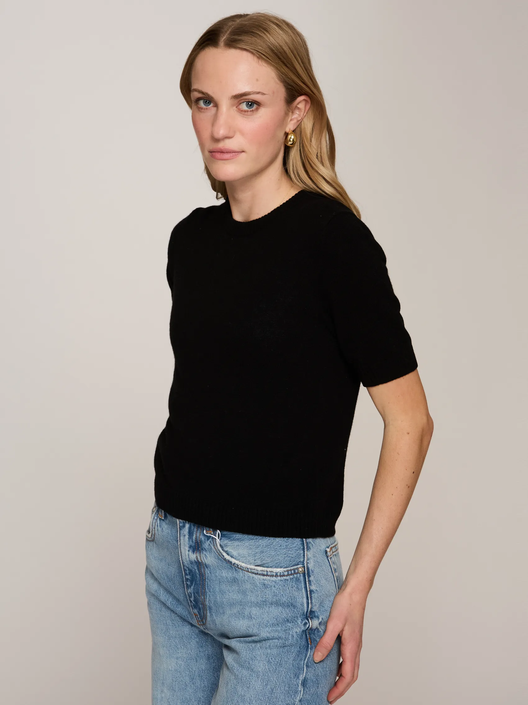 S/S Cropped Crew in Black sold by Autumn Cashmere product image thumbnail 3
