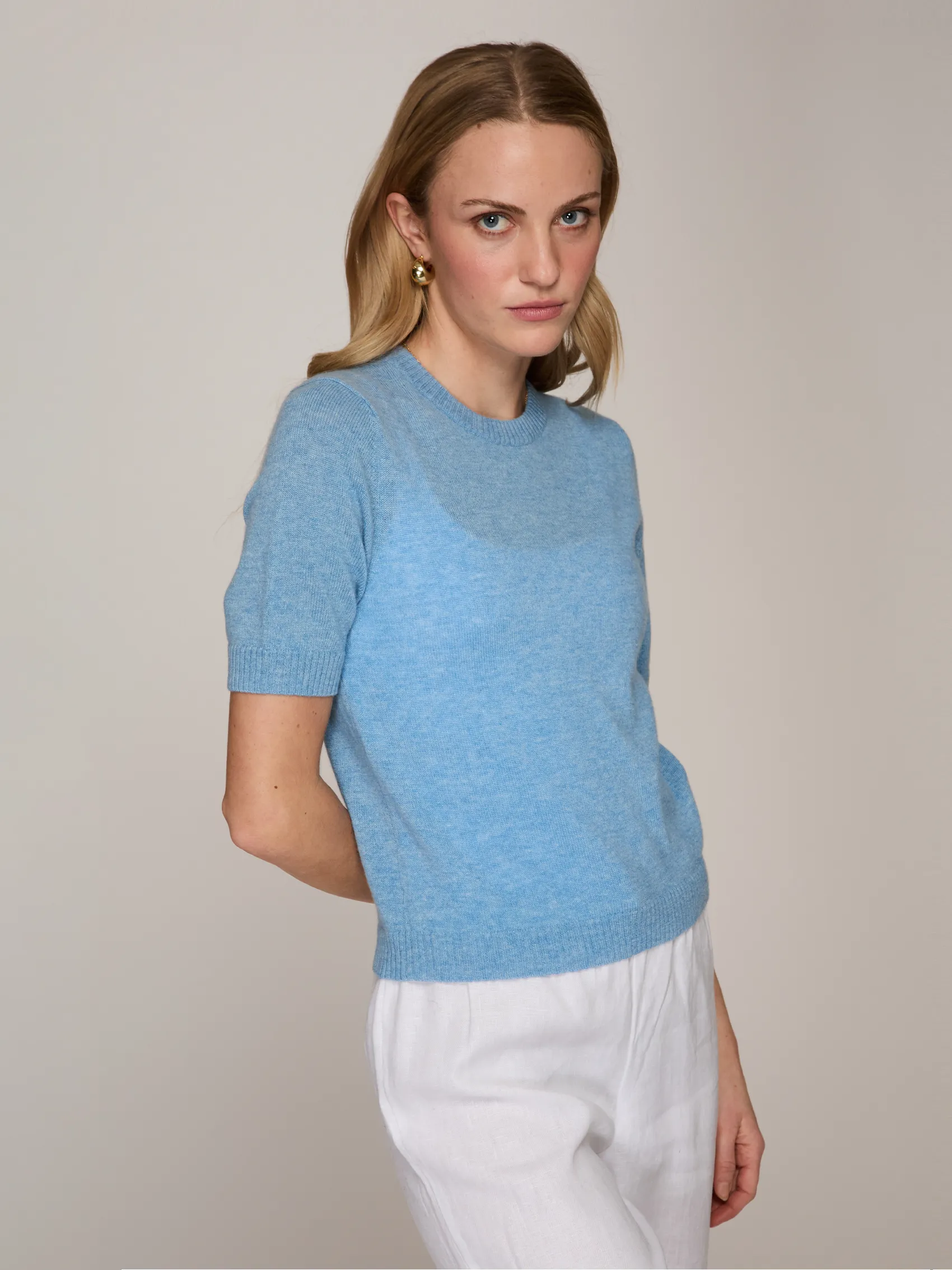 S/S Cropped Crew in Wedgewood sold by Autumn Cashmere product image thumbnail 3