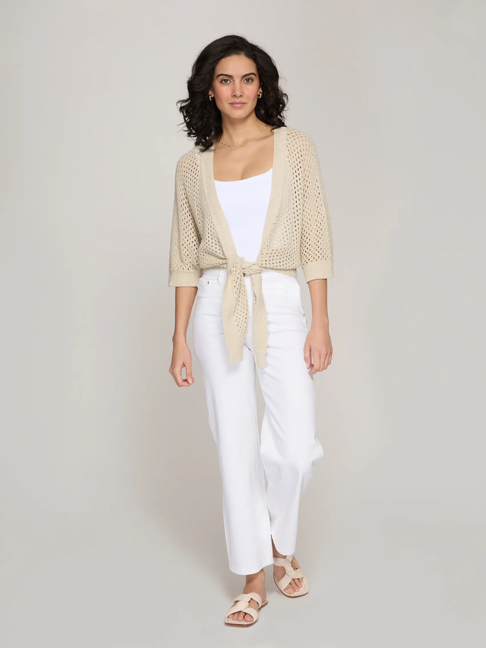 Mesh Dolman Tie Front in Hemp sold by Autumn Cashmere product image thumbnail 2