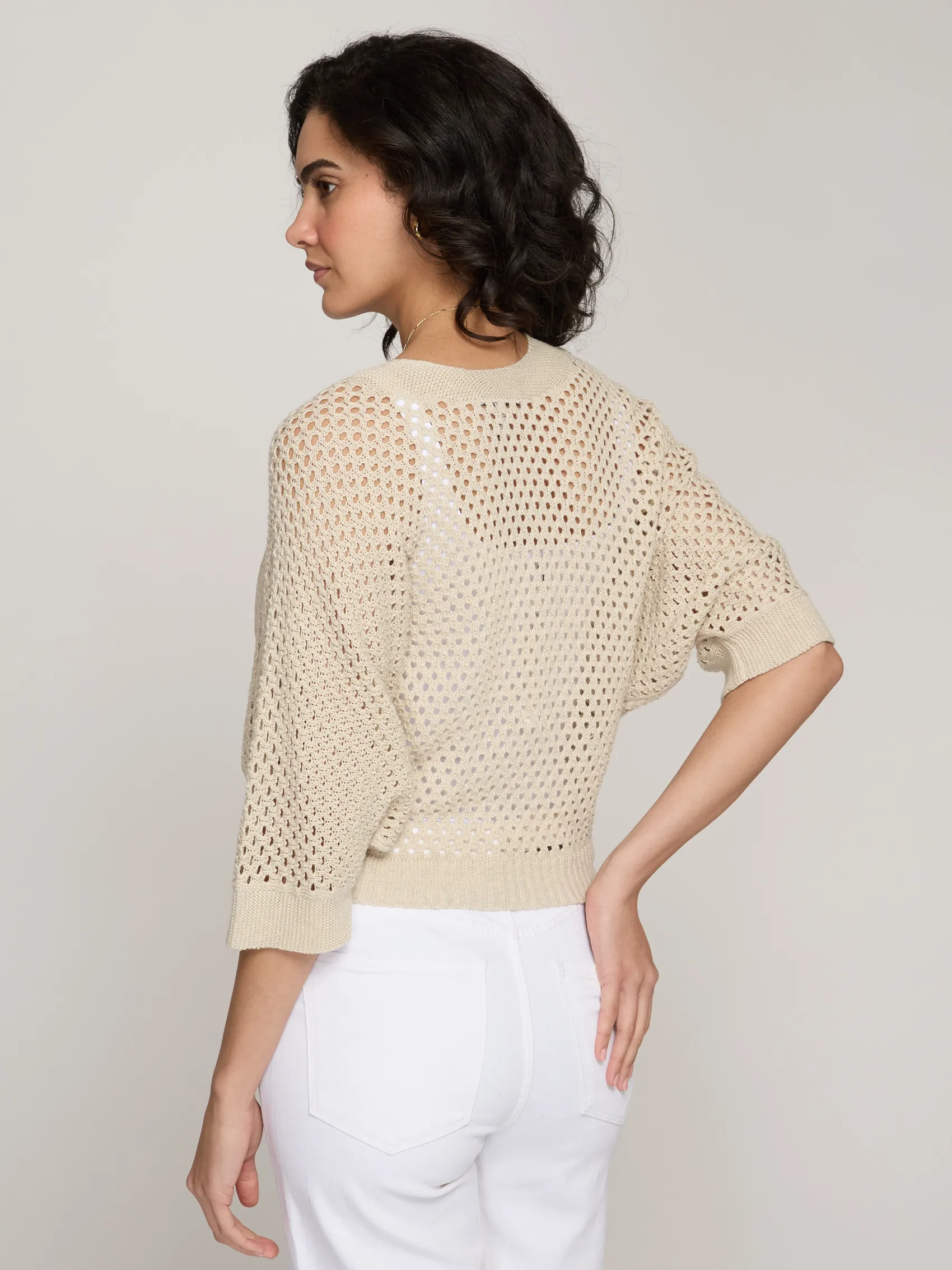 Mesh Dolman Tie Front in Hemp sold by Autumn Cashmere product image thumbnail 4