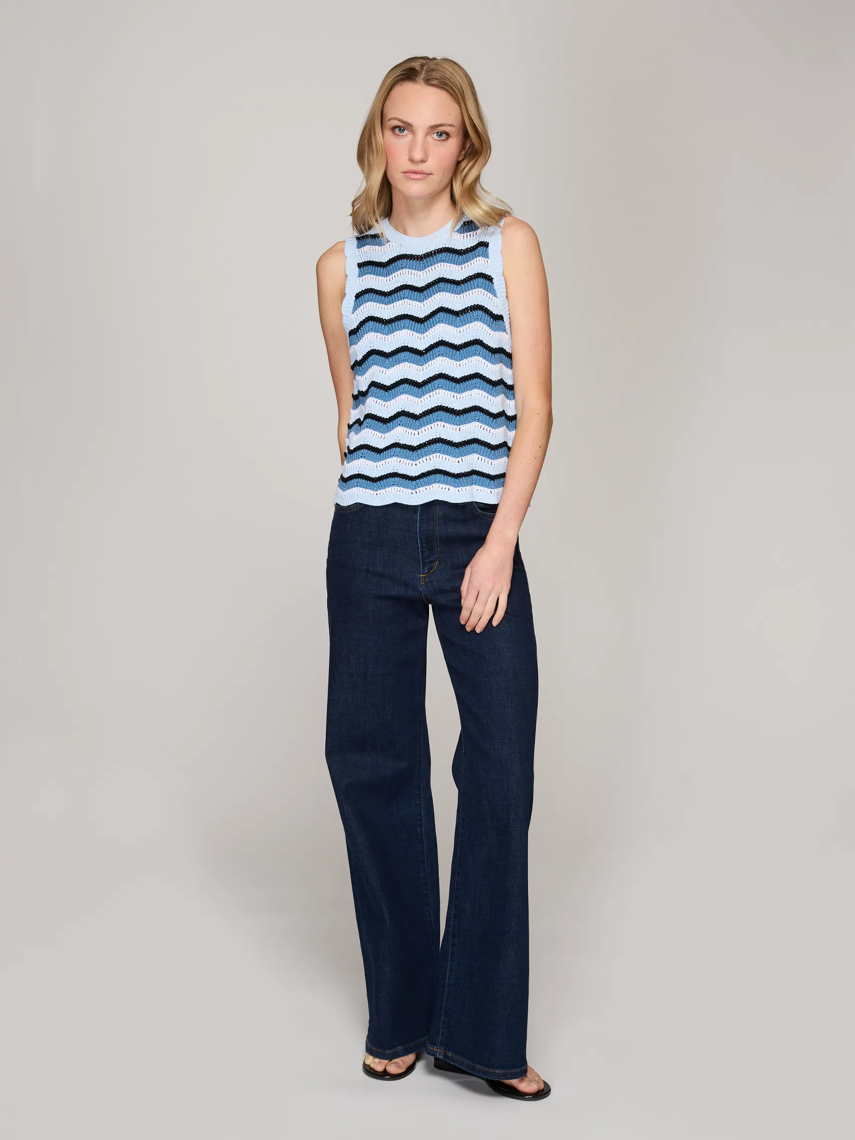 Zig Zag Stitch Tank in Blues Combo sold by Autumn Cashmere product image thumbnail 2