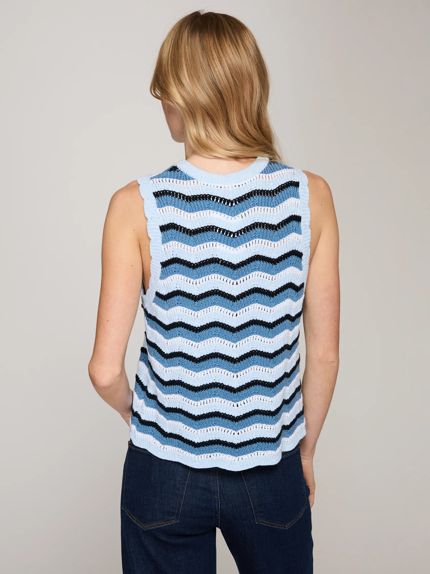 Zig Zag Stitch Tank in Blues Combo sold by Autumn Cashmere product image thumbnail 4