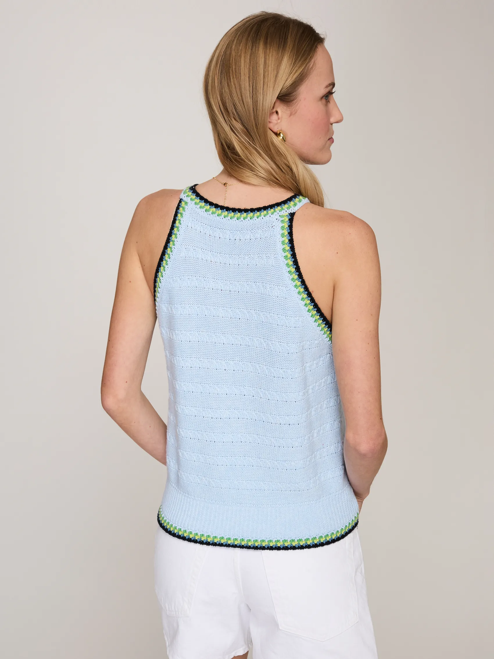 Halter W/ Multi Color Stitch Borders in Freeze Combo sold by Autumn Cashmere product image thumbnail 4
