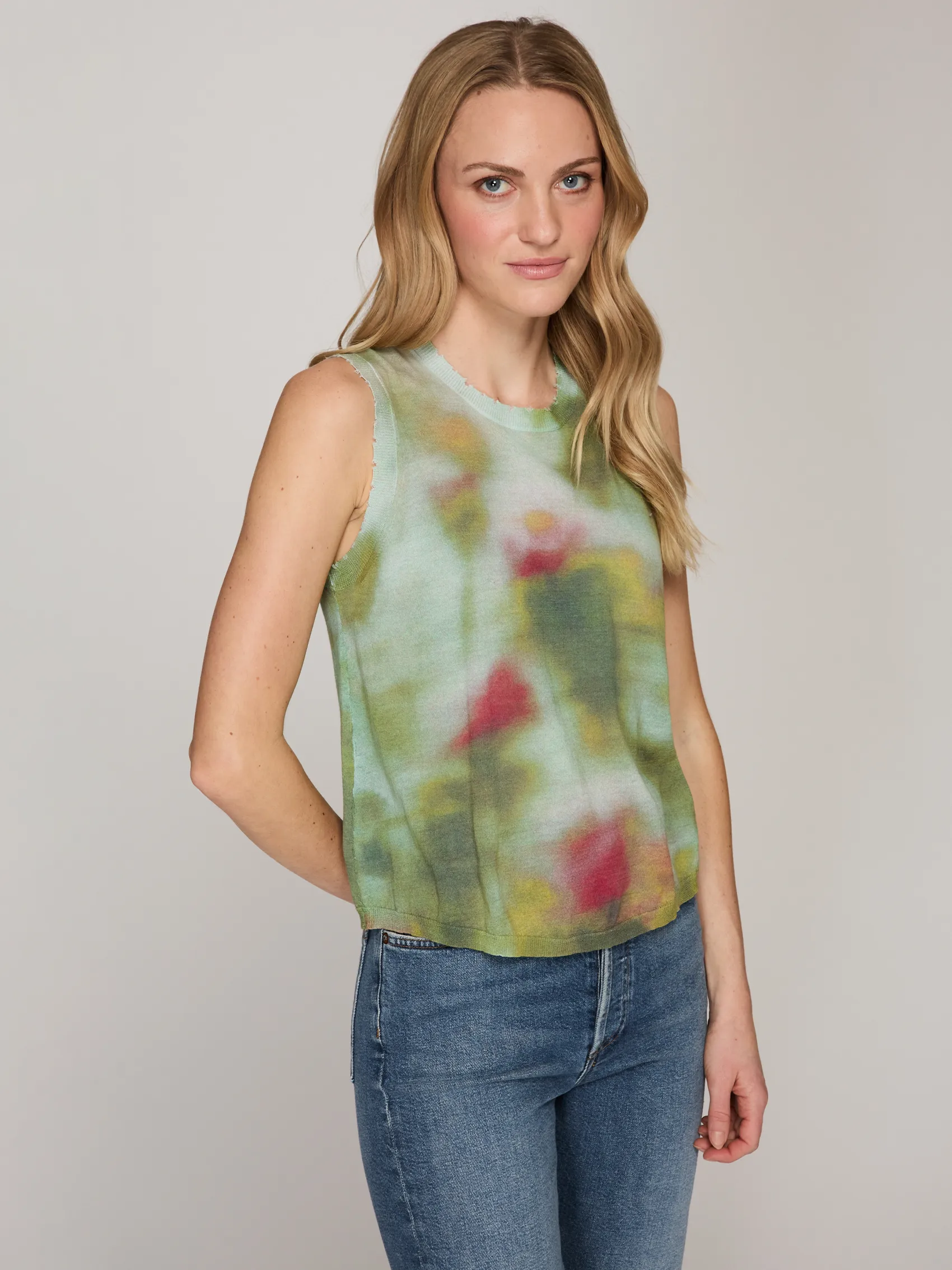 Distressed Blurred Blotch Muscle Tee in Greens Combo sold by Autumn Cashmere product image thumbnail 3