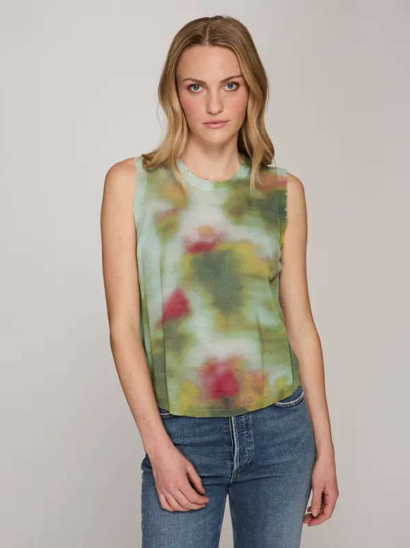 Distressed Blurred Blotch Muscle Tee in Greens Combo made by Autumn Cashmere