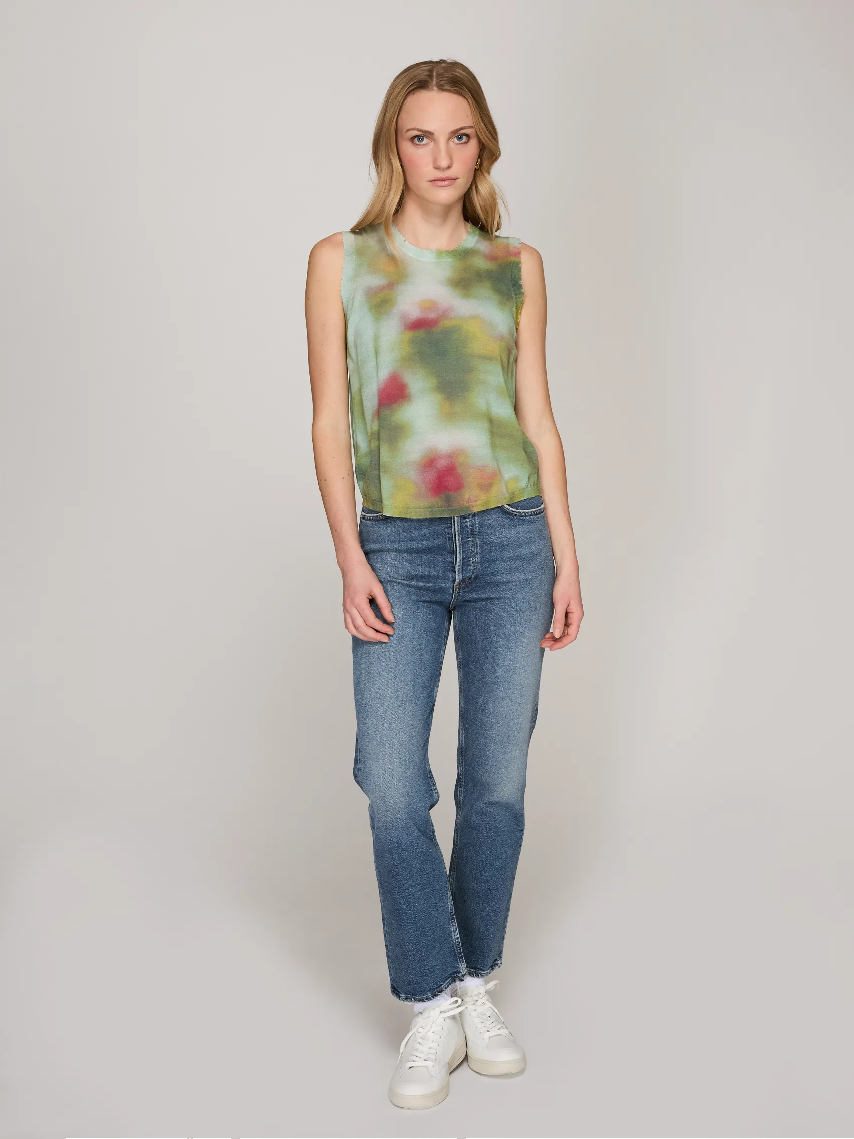 Distressed Blurred Blotch Muscle Tee in Greens Combo sold by Autumn Cashmere product image thumbnail 2