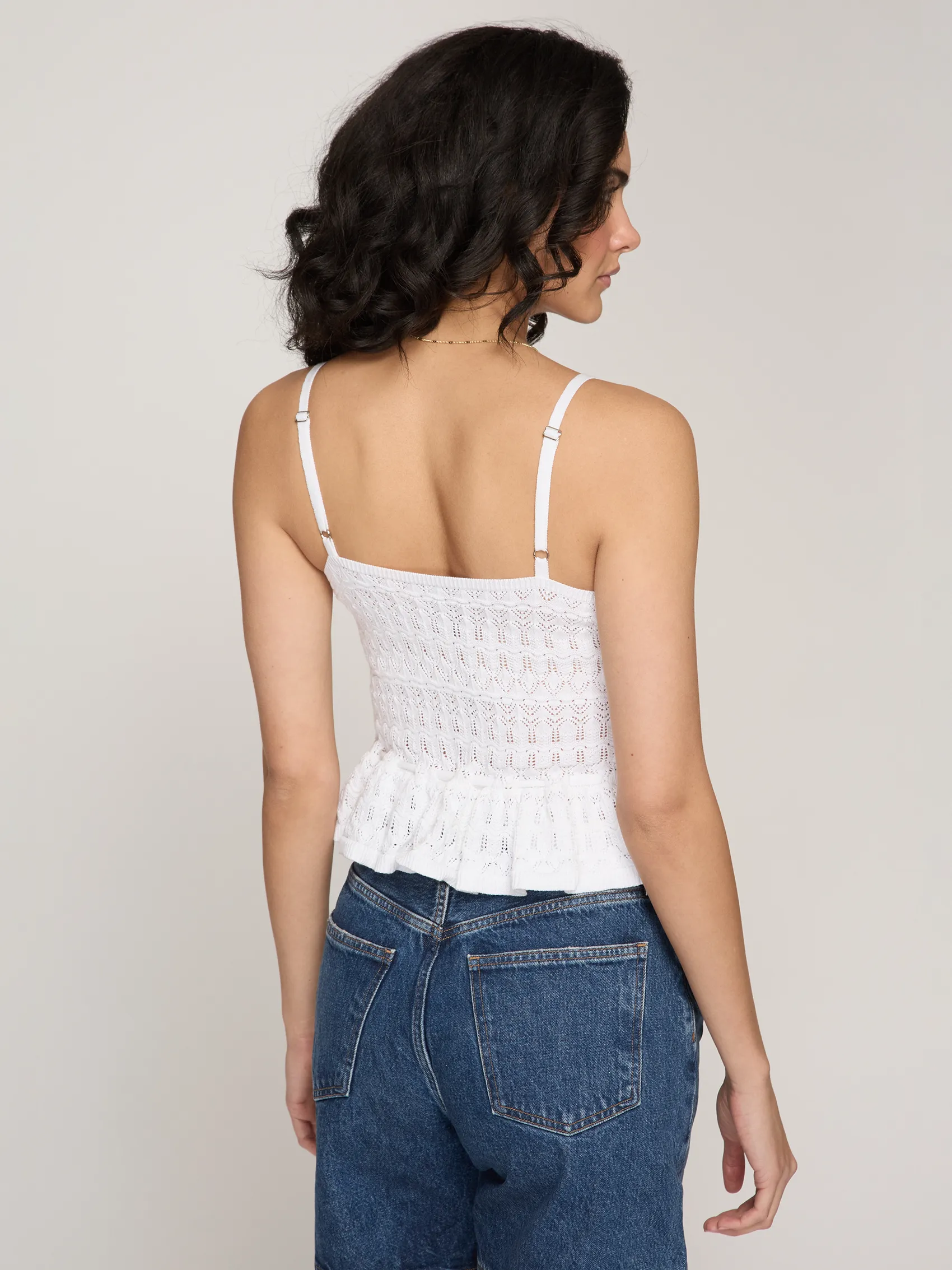 Button Front Pointelle Cami Tank in White sold by Autumn Cashmere product image thumbnail 4