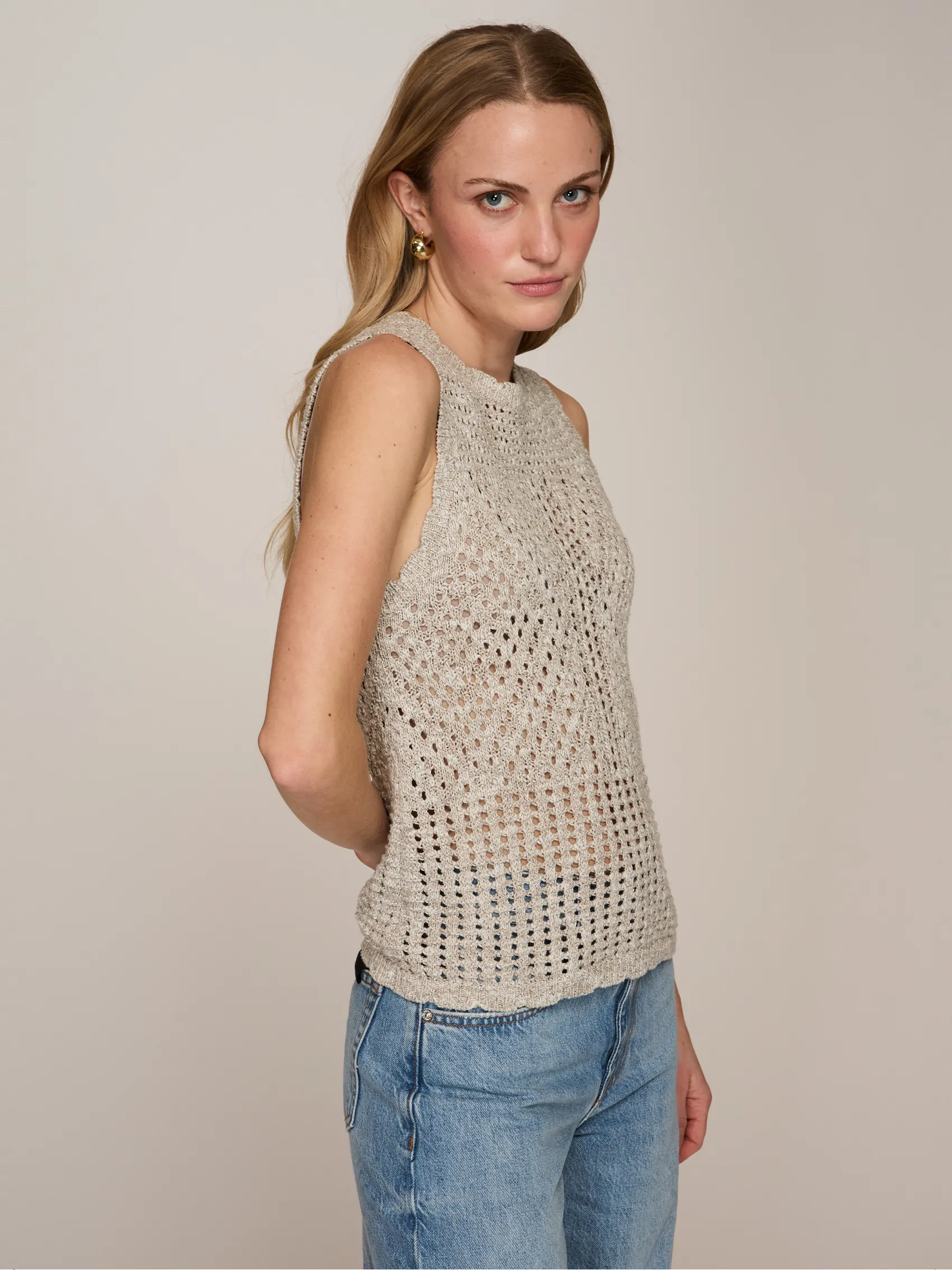 Pointelle Tank in Driftwood sold by Autumn Cashmere product image thumbnail 3
