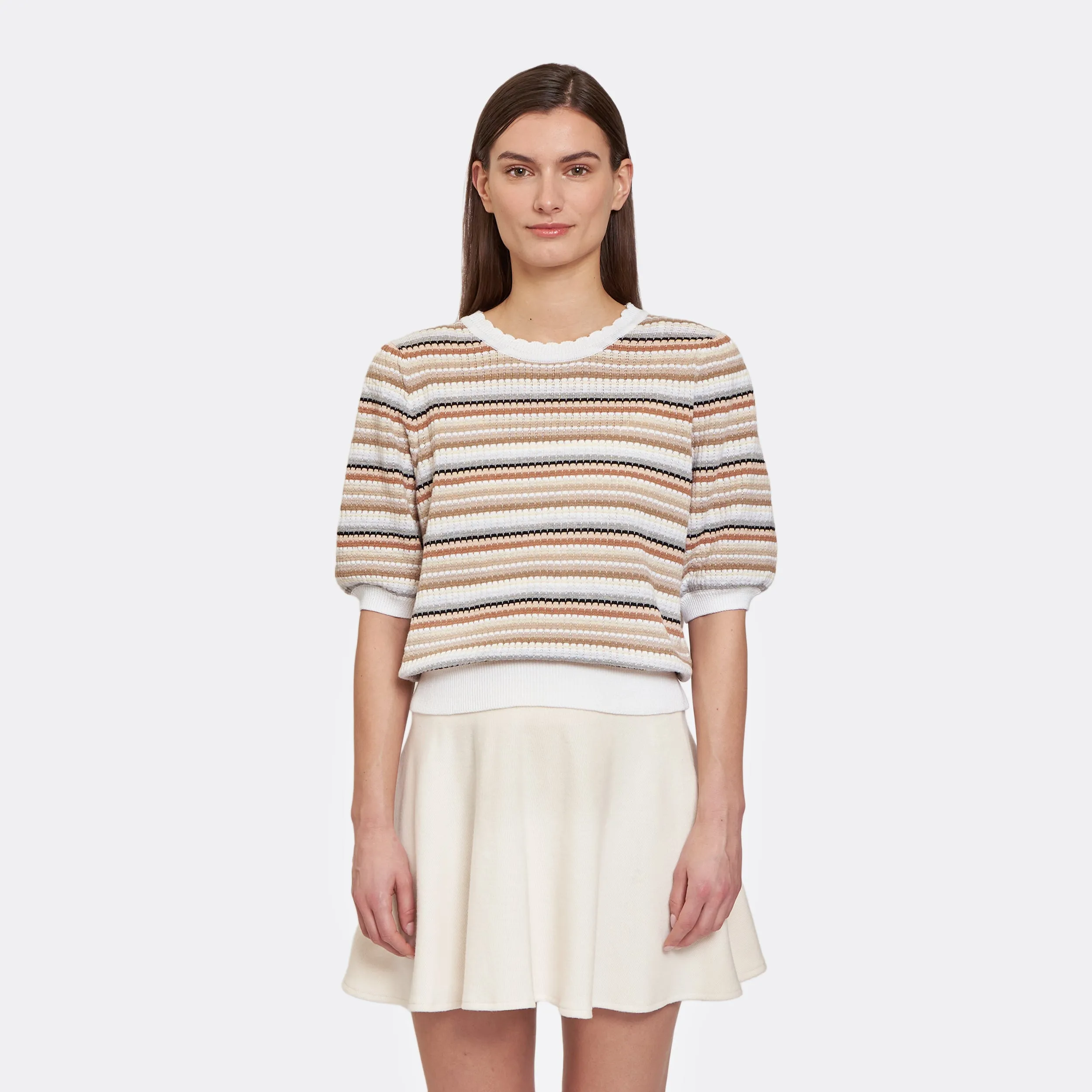 Multi Stripe Texture Puff Sleeve Crew sold by Autumn Cashmere product image thumbnail 3