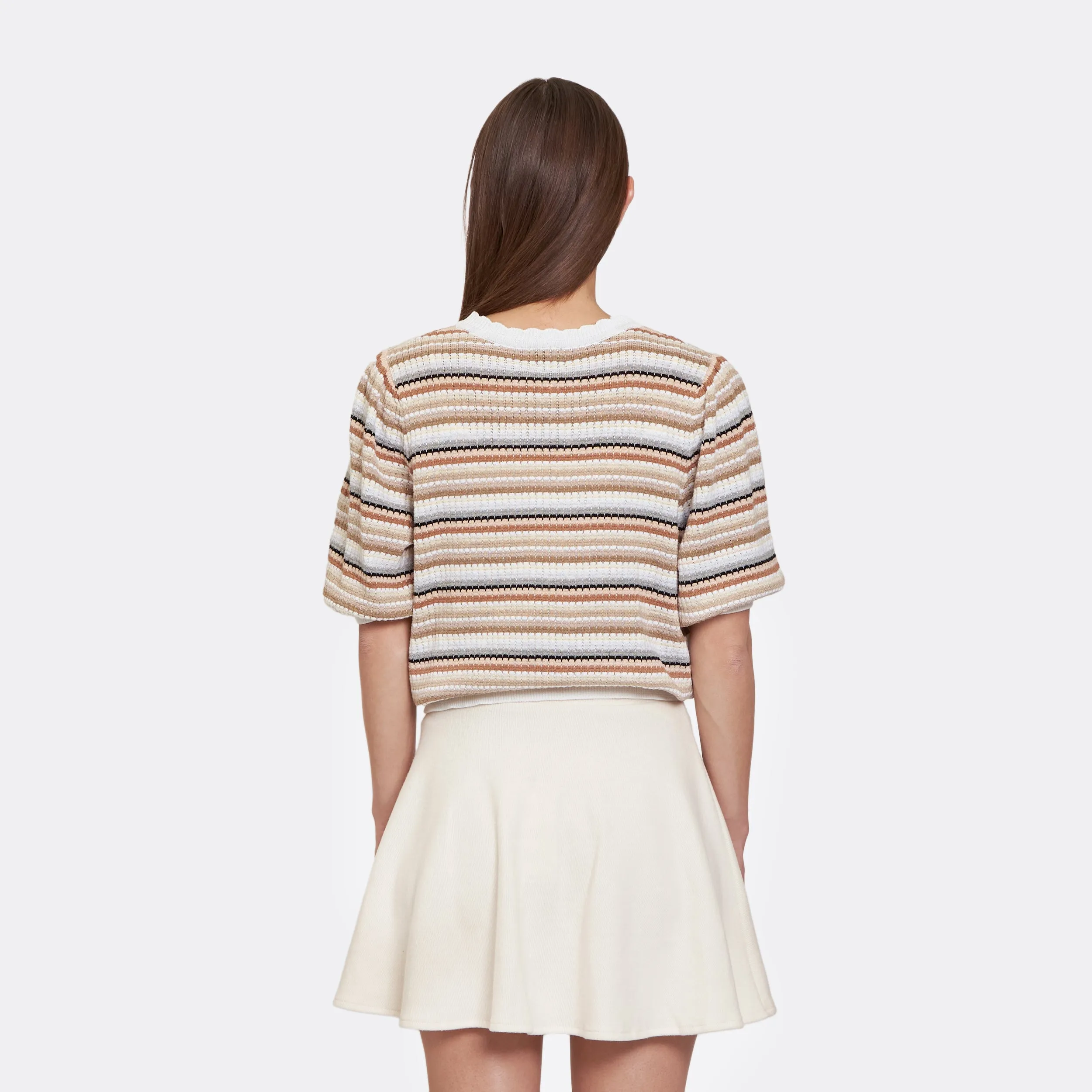 Multi Stripe Texture Puff Sleeve Crew sold by Autumn Cashmere product image thumbnail 5