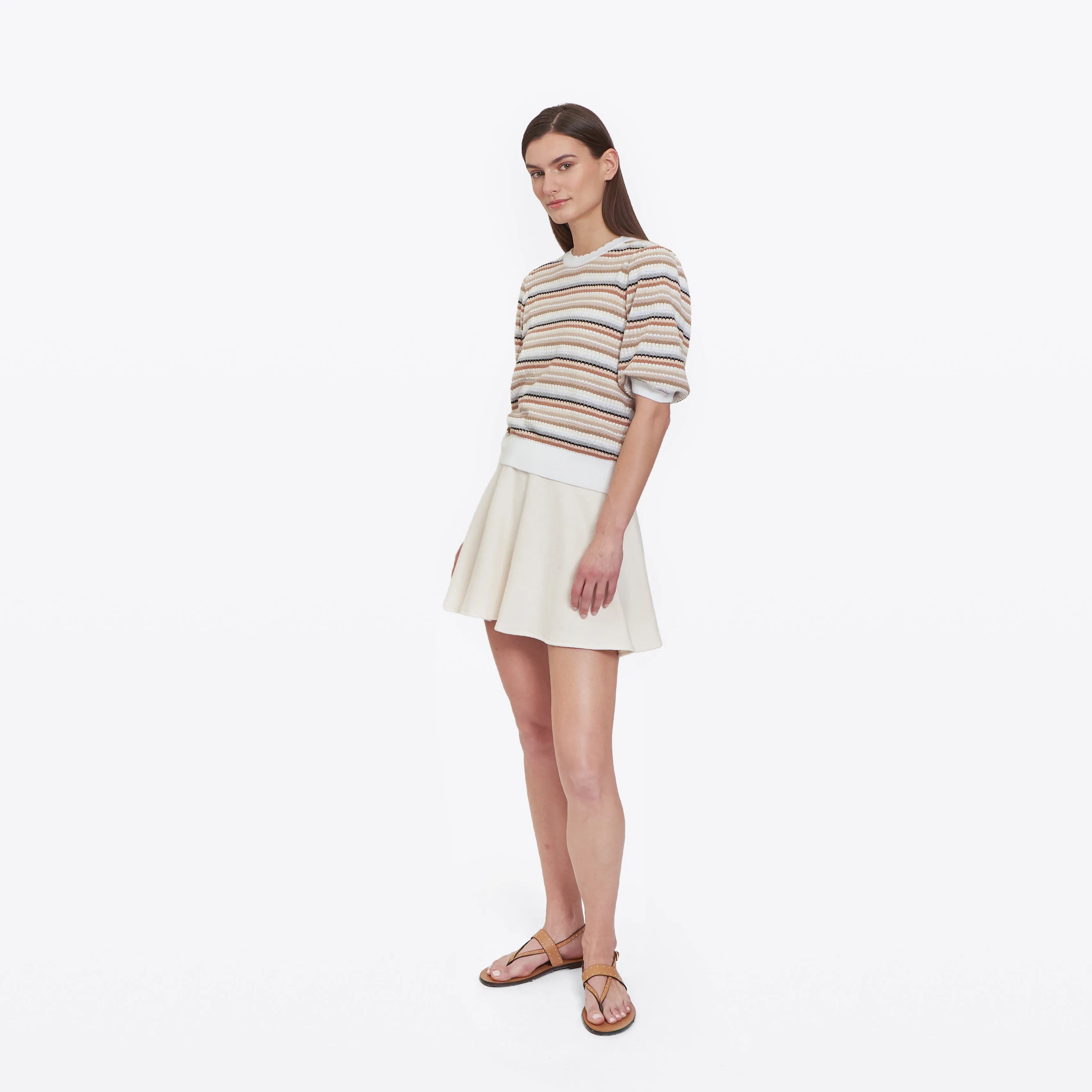 Multi Stripe Texture Puff Sleeve Crew sold by Autumn Cashmere product image thumbnail 4