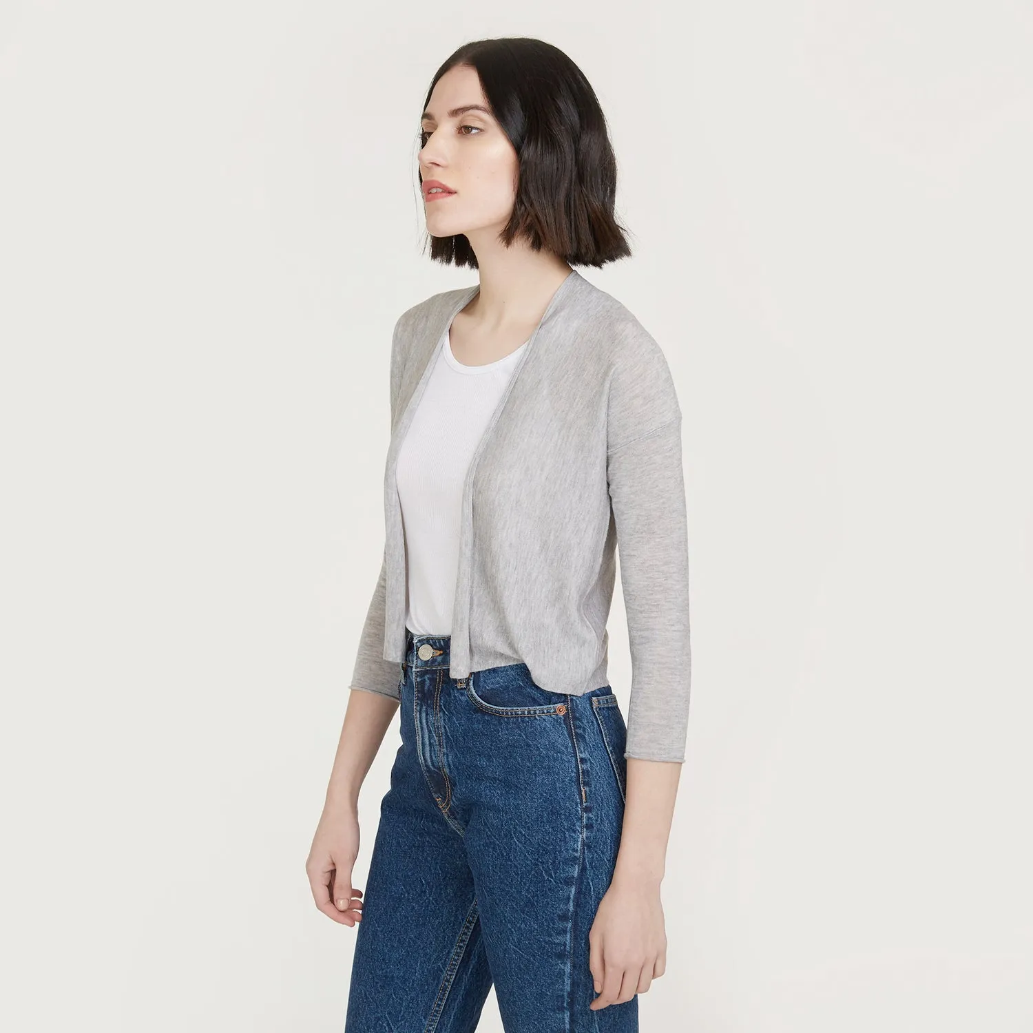 Easy Crop Cardigan in Aluminum sold by Autumn Cashmere product image thumbnail 4