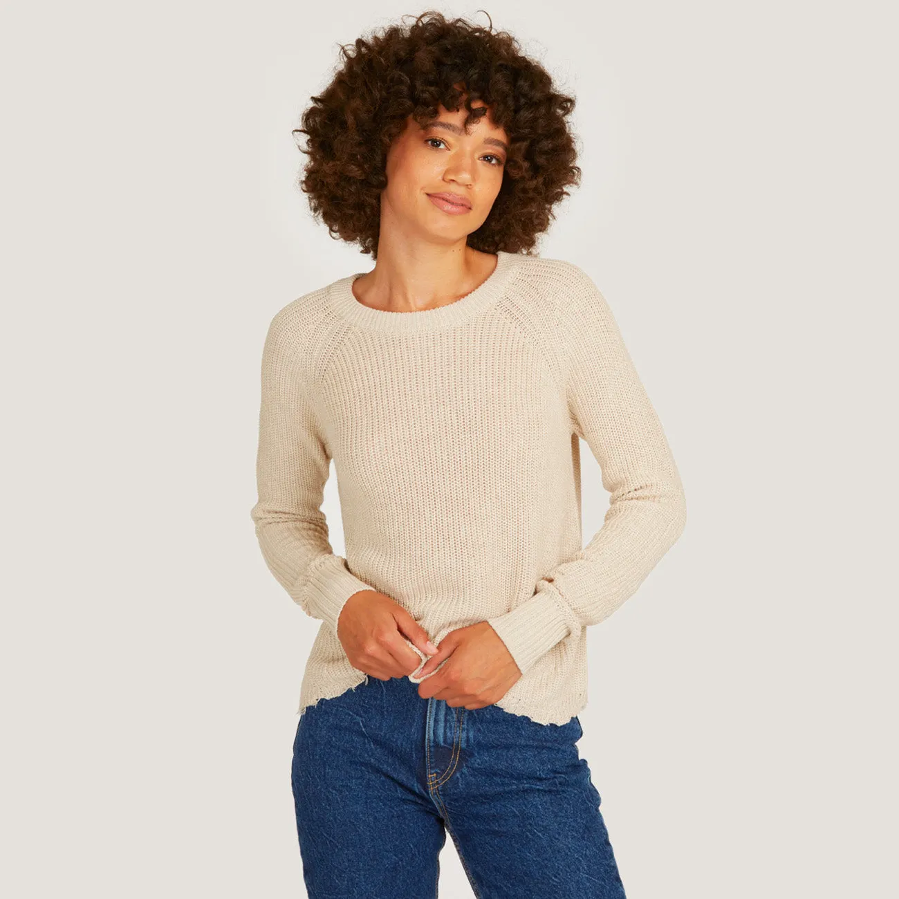 Distressed Scallop Shaker in Natural sold by Autumn Cashmere product image thumbnail 3
