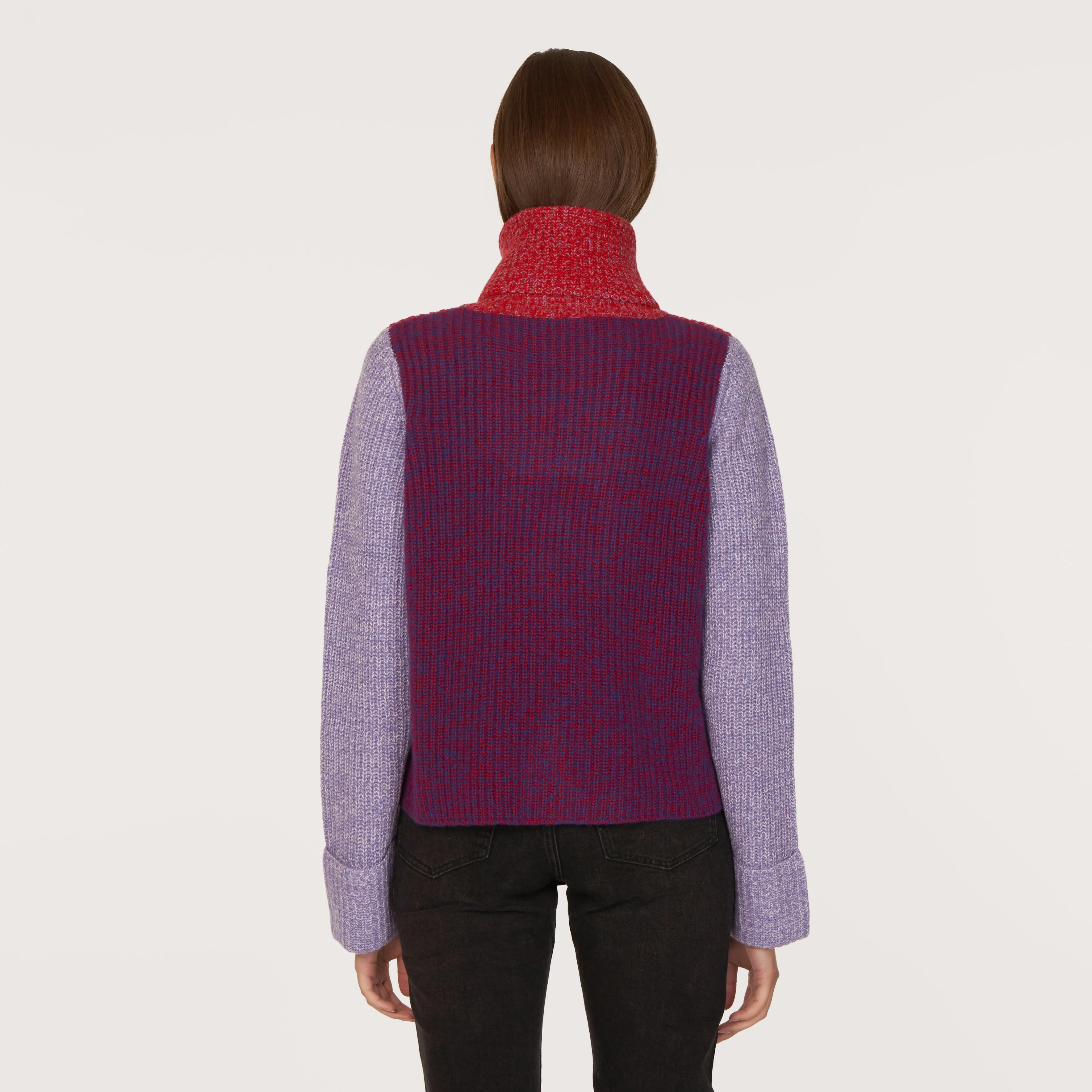 Tweed Color Block Turtleneck in Blazer/Hyacinth sold by Autumn Cashmere product image thumbnail 3
