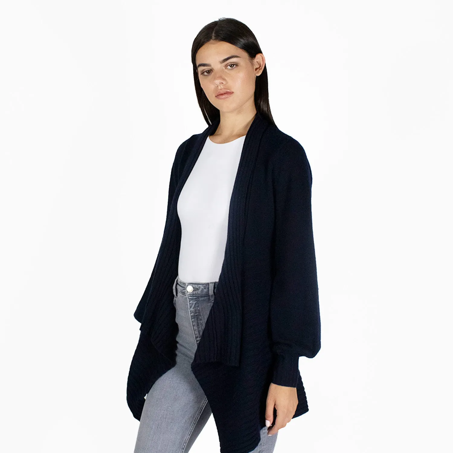 Puff Sleeve Rib Drape in Ebony sold by Autumn Cashmere product image thumbnail 2