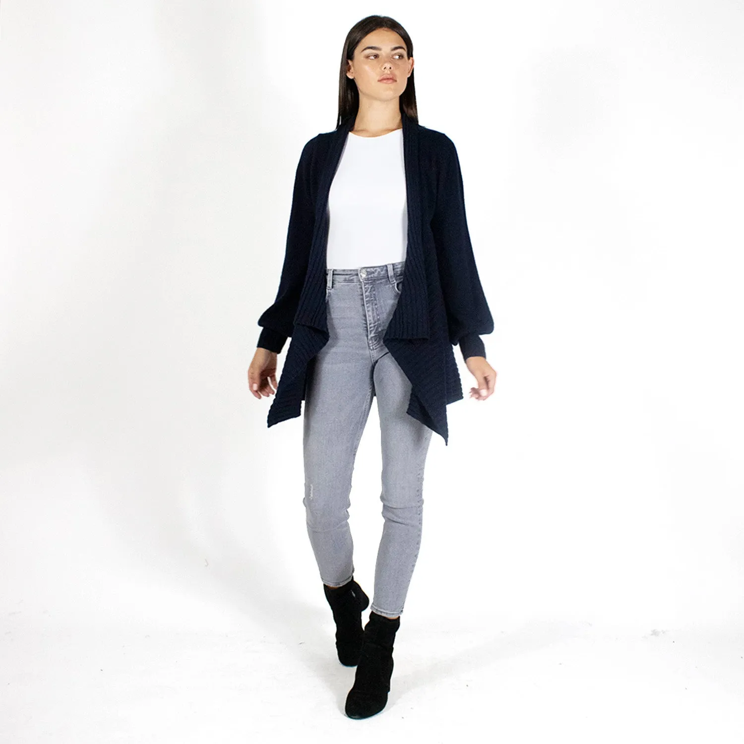 Puff Sleeve Rib Drape in Ebony sold by Autumn Cashmere product image thumbnail 4