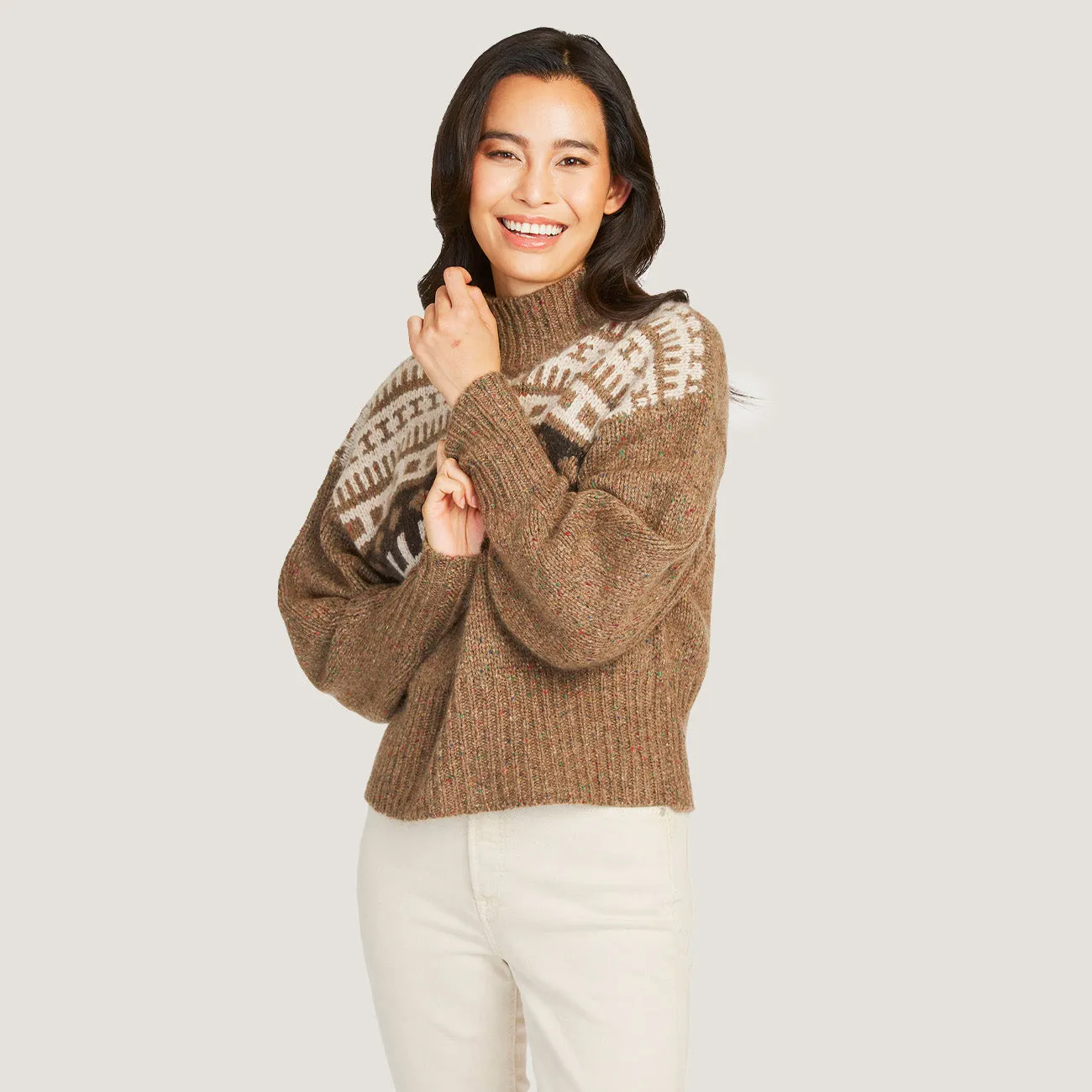 Fair Isle Yoke Mock in Brownie/Neutral sold by Autumn Cashmere product image thumbnail 5