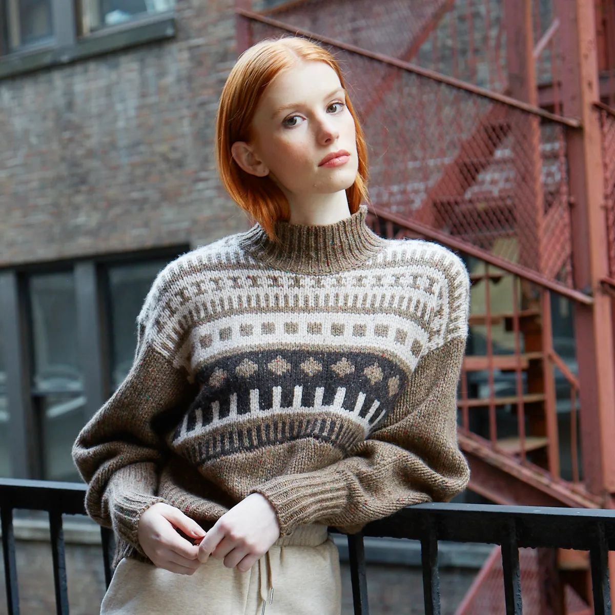 Fair Isle Yoke Mock in Brownie/Neutral sold by Autumn Cashmere product image thumbnail 3