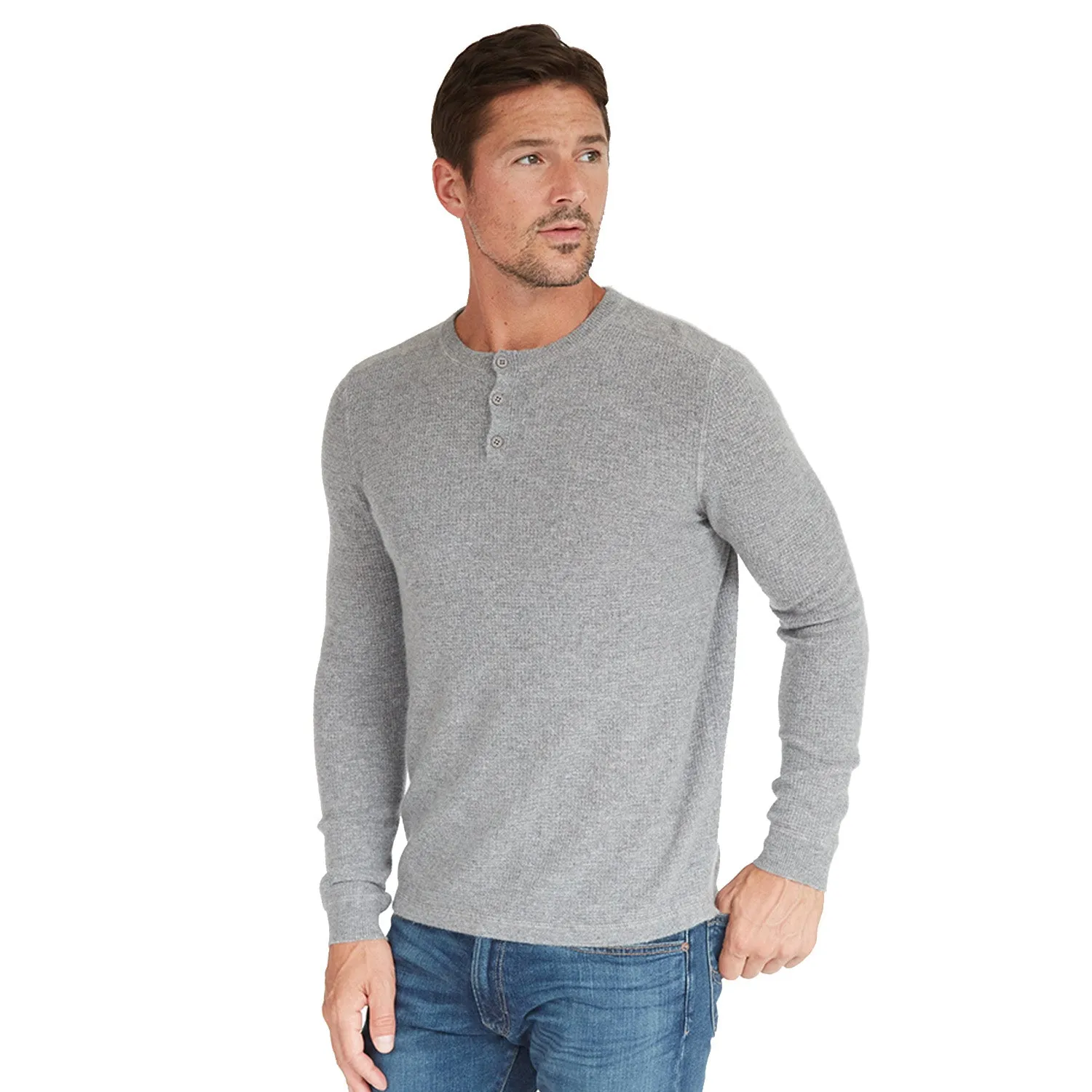 Thermal Henley with Yoke in Cement sold by Autumn Cashmere product image thumbnail 2