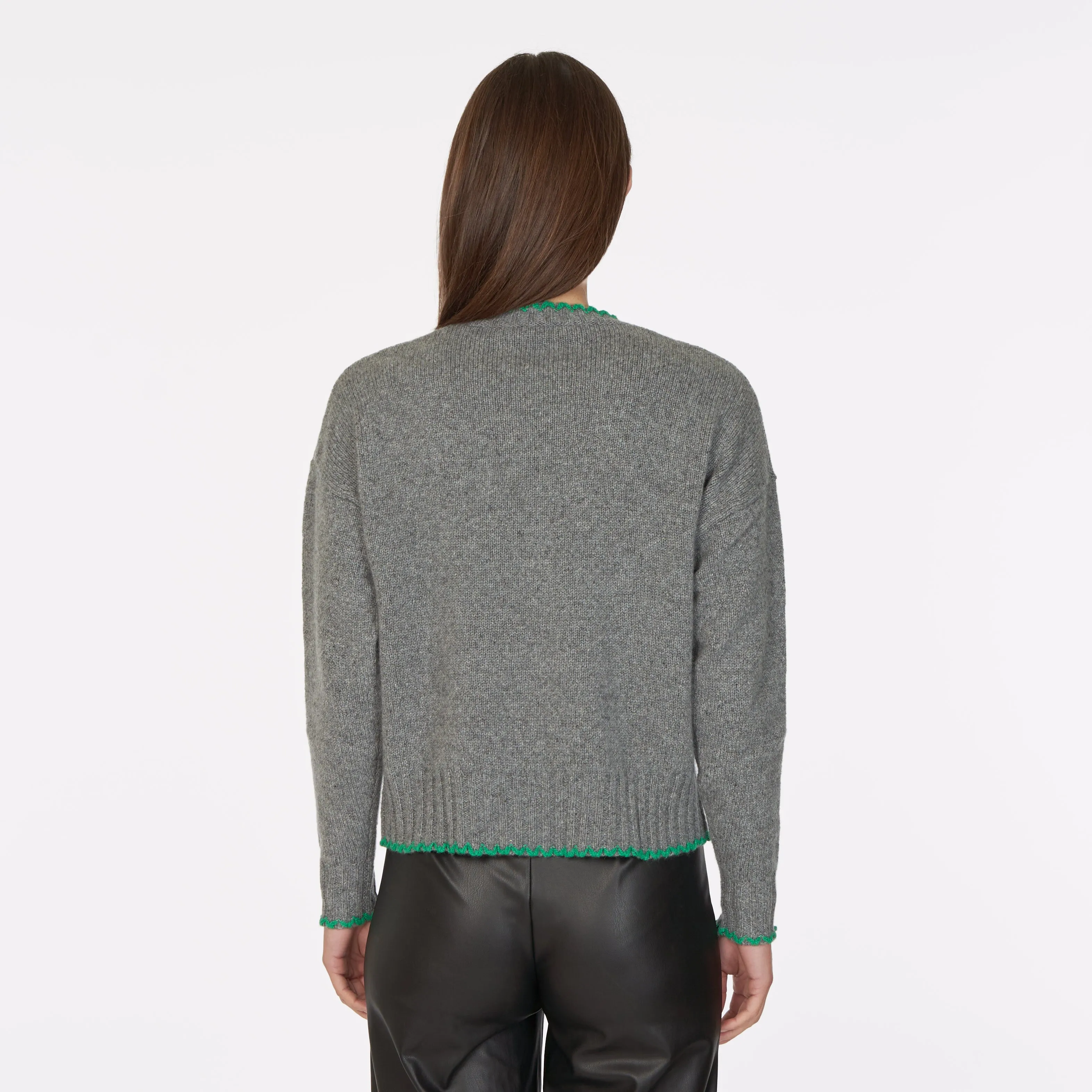 Tipped Crew in Cement/Leprechaun sold by Autumn Cashmere product image thumbnail 4