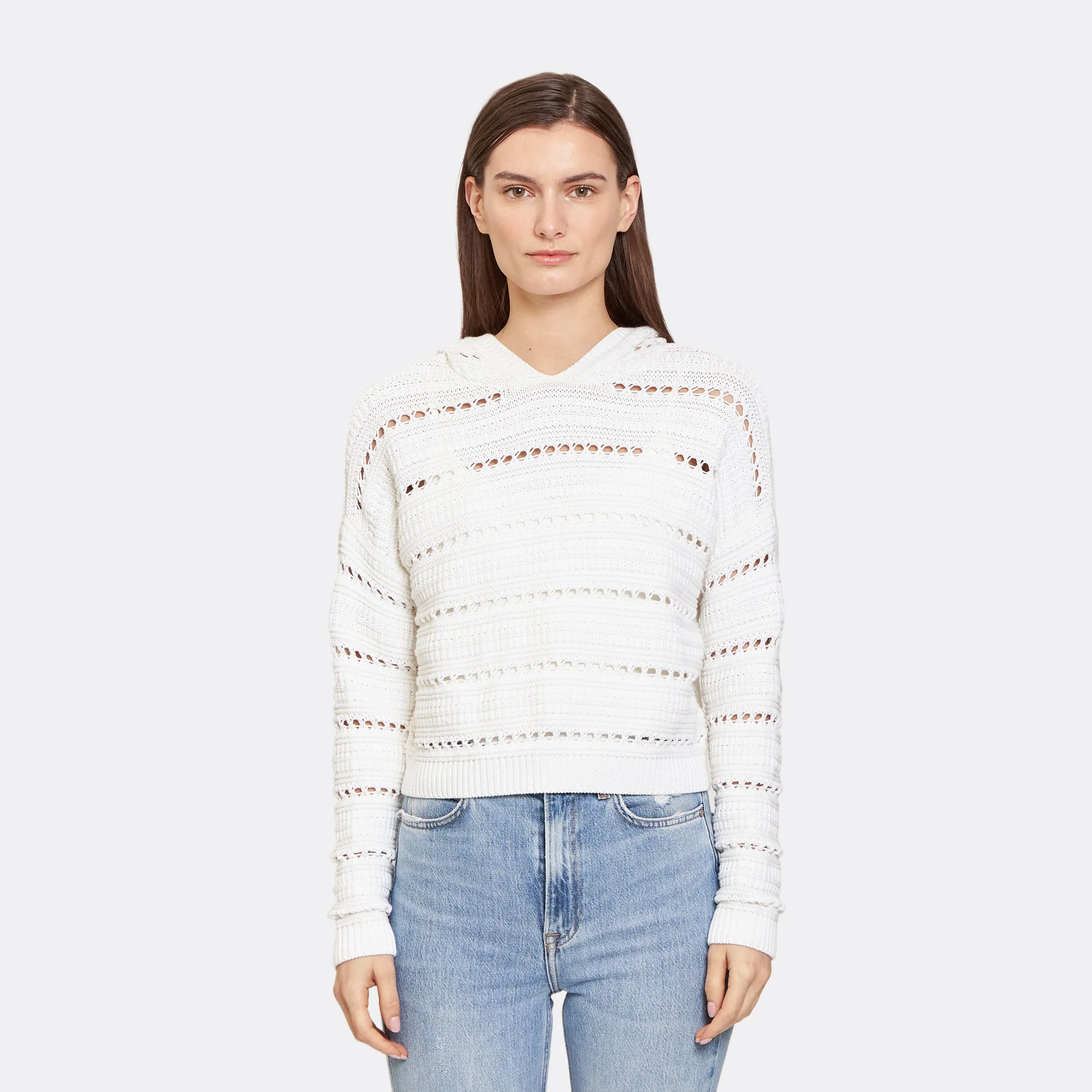 Solid Pointelle Hoodie sold by Autumn Cashmere