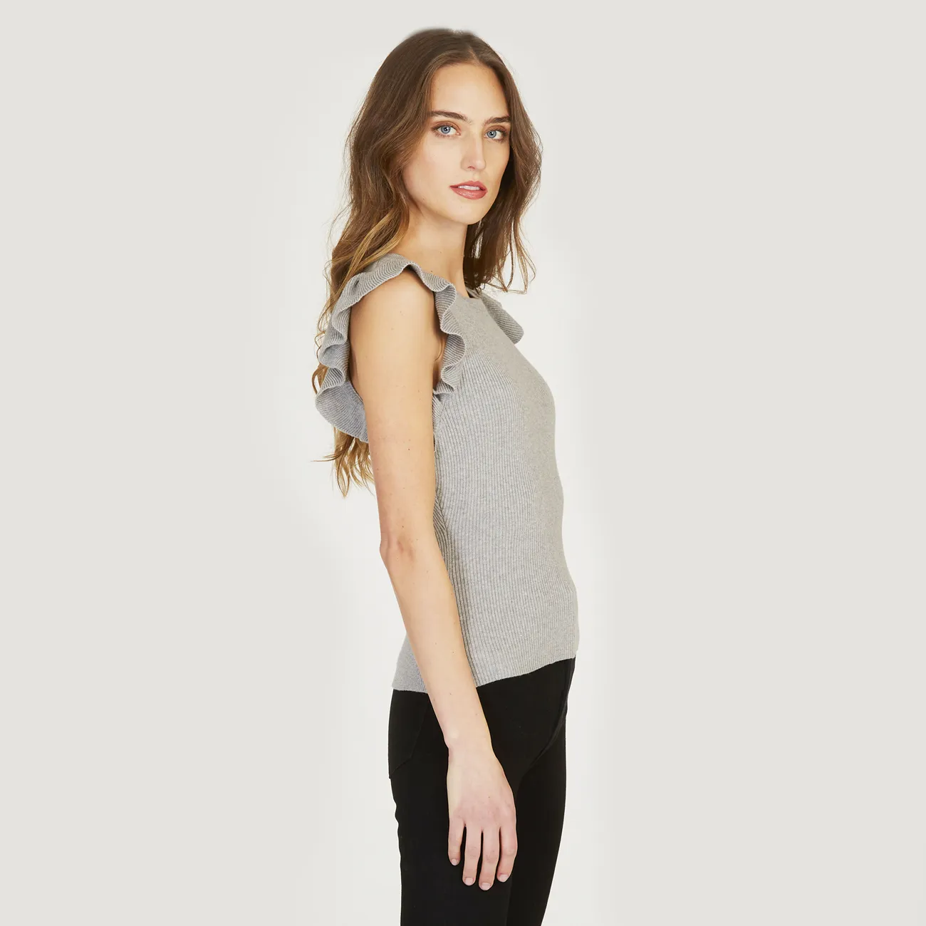 Rib Flutter Shoulder Crew sold by Autumn Cashmere product image thumbnail 3