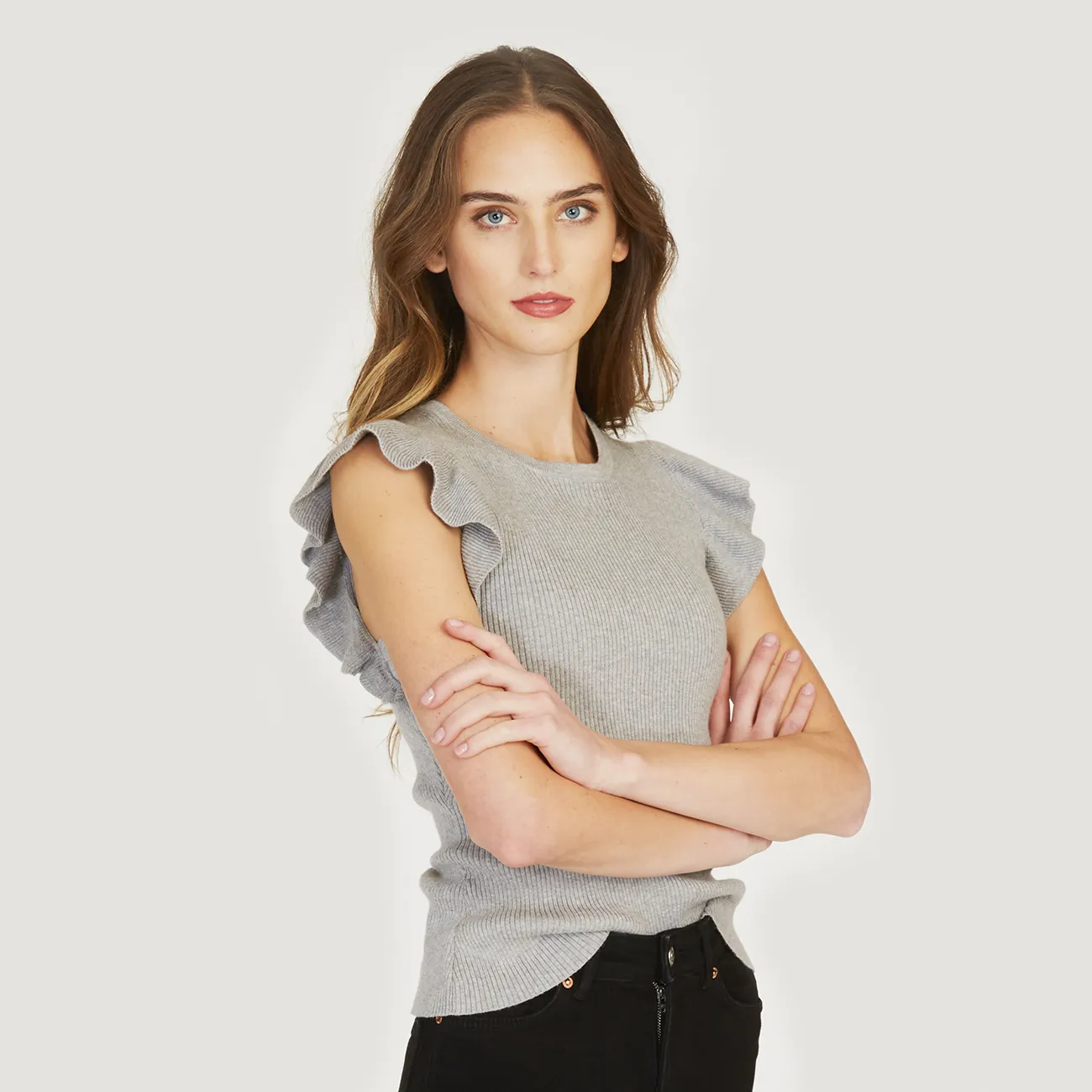 Rib Flutter Shoulder Crew sold by Autumn Cashmere product image thumbnail 2