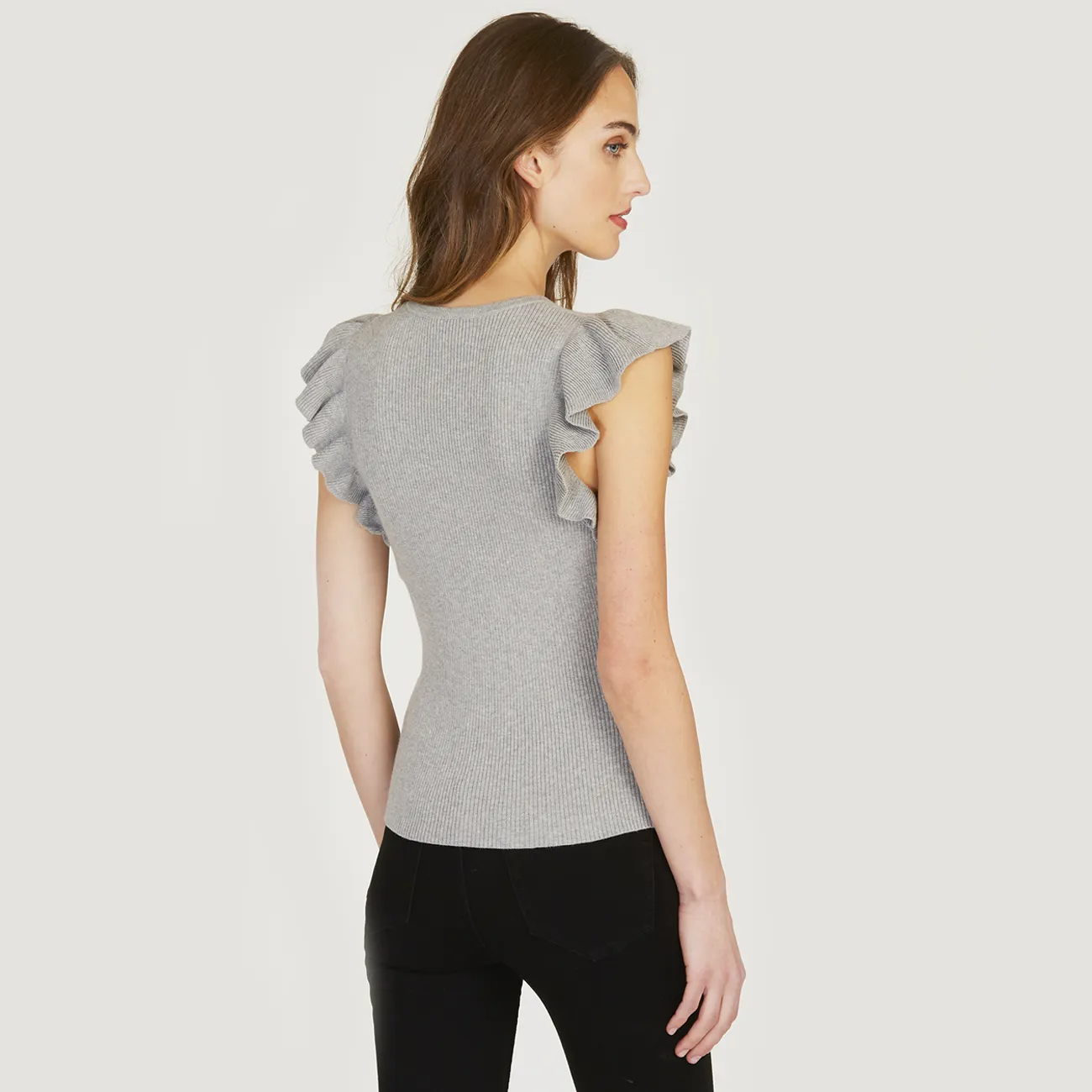 Rib Flutter Shoulder Crew sold by Autumn Cashmere product image thumbnail 4