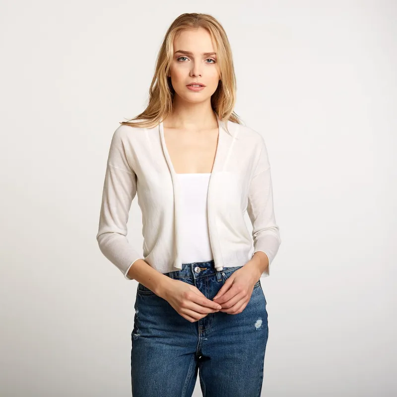Easy Crop Cardigan in Moonlight sold by Autumn Cashmere