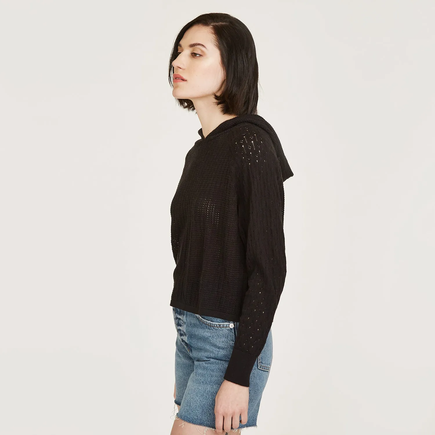 Mixed Stitch Hoodie in Black sold by Autumn Cashmere product image thumbnail 3
