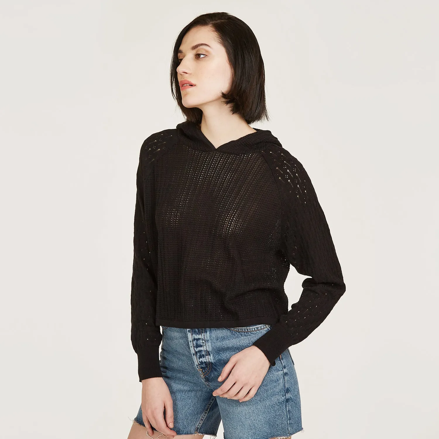 Mixed Stitch Hoodie in Black sold by Autumn Cashmere product image thumbnail 2