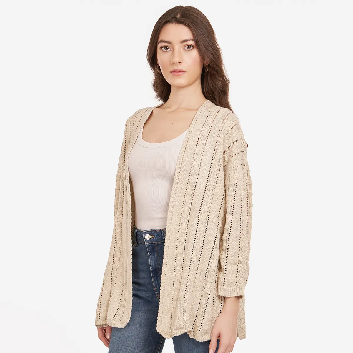 Open Pointelle Duster in Hemp sold by Autumn Cashmere product image thumbnail 2