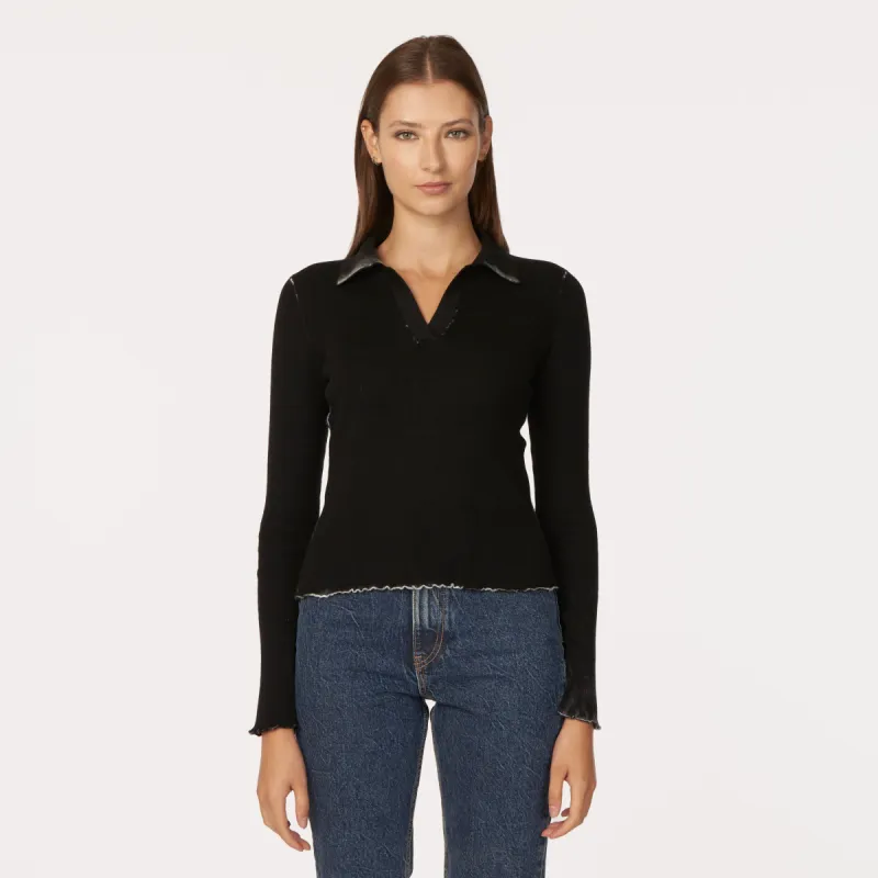 Inked Rib Jonny Collar in Black sold by Autumn Cashmere