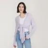 Tie Front Rib Cardigan in Horizon sold by Autumn Cashmere