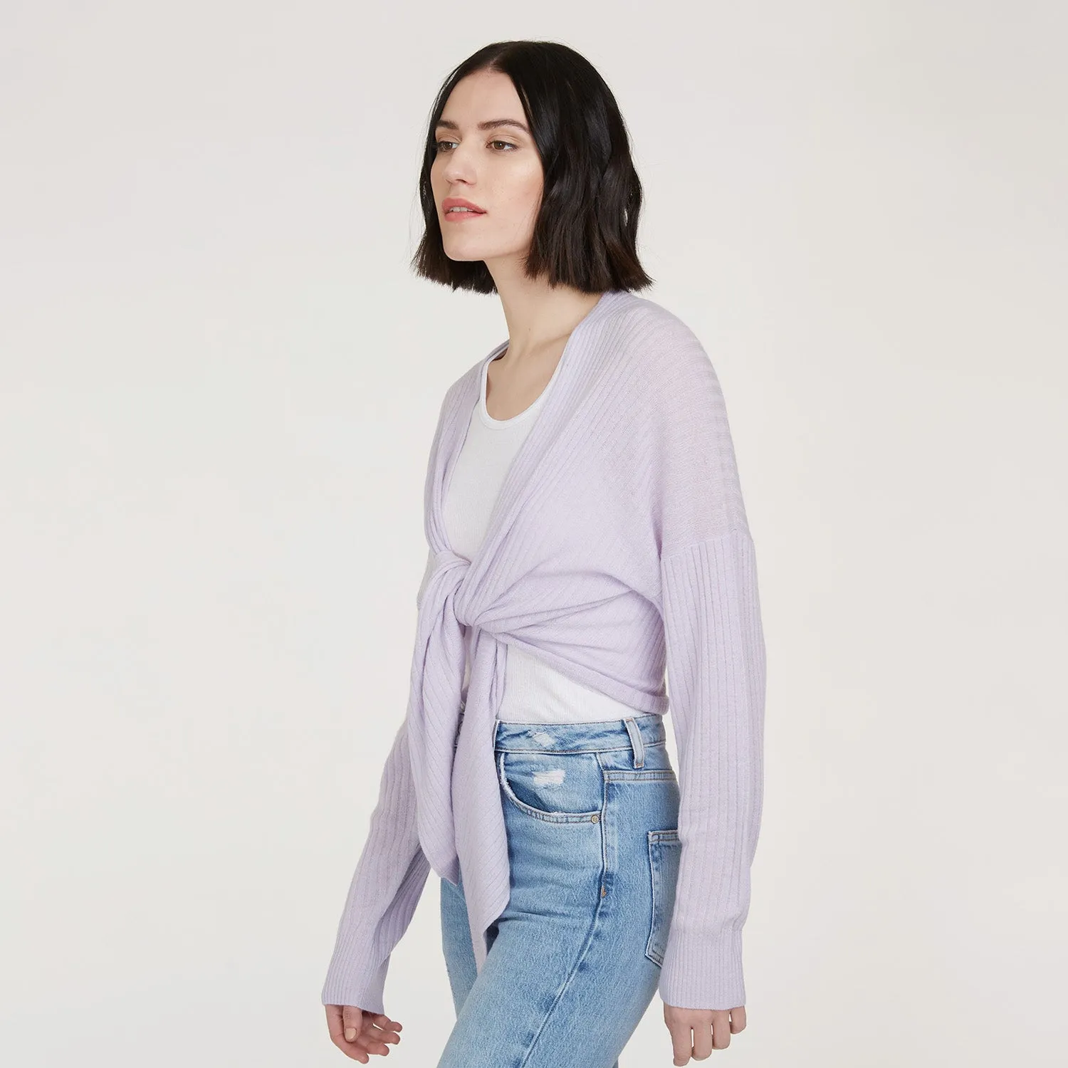 Tie Front Rib Cardigan in Horizon sold by Autumn Cashmere product image thumbnail 2