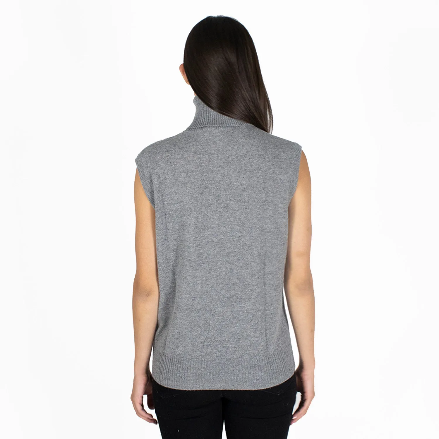 Relaxed Fit Sleeveless Turtleneck in Cement sold by Autumn Cashmere product image thumbnail 4