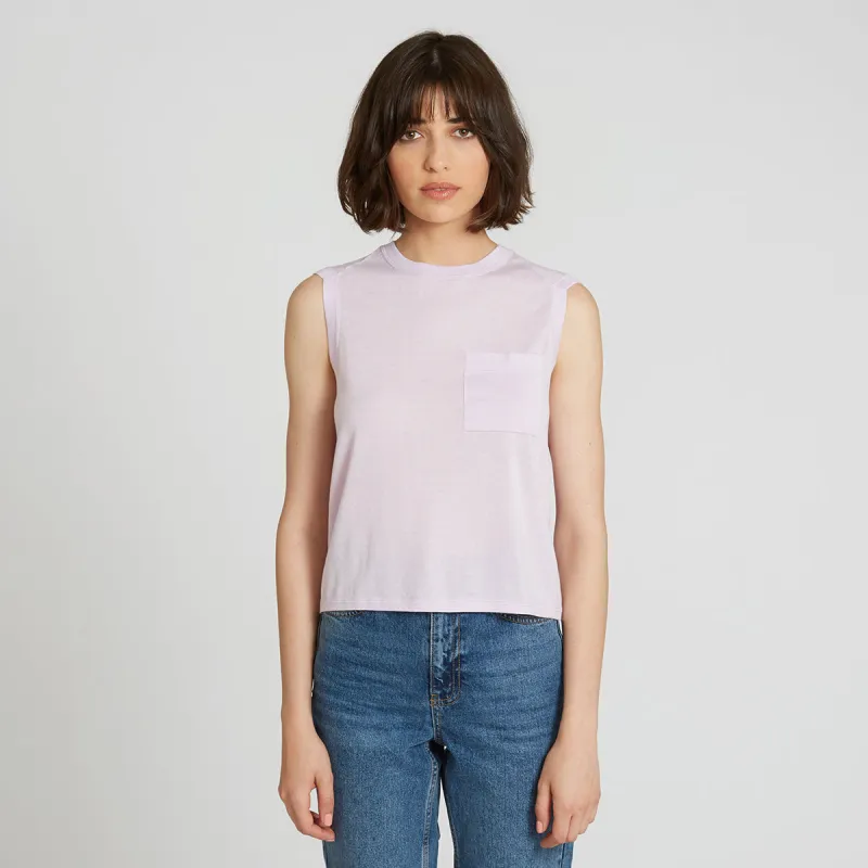Muscle Tee with Pocket in Lilac sold by Autumn Cashmere