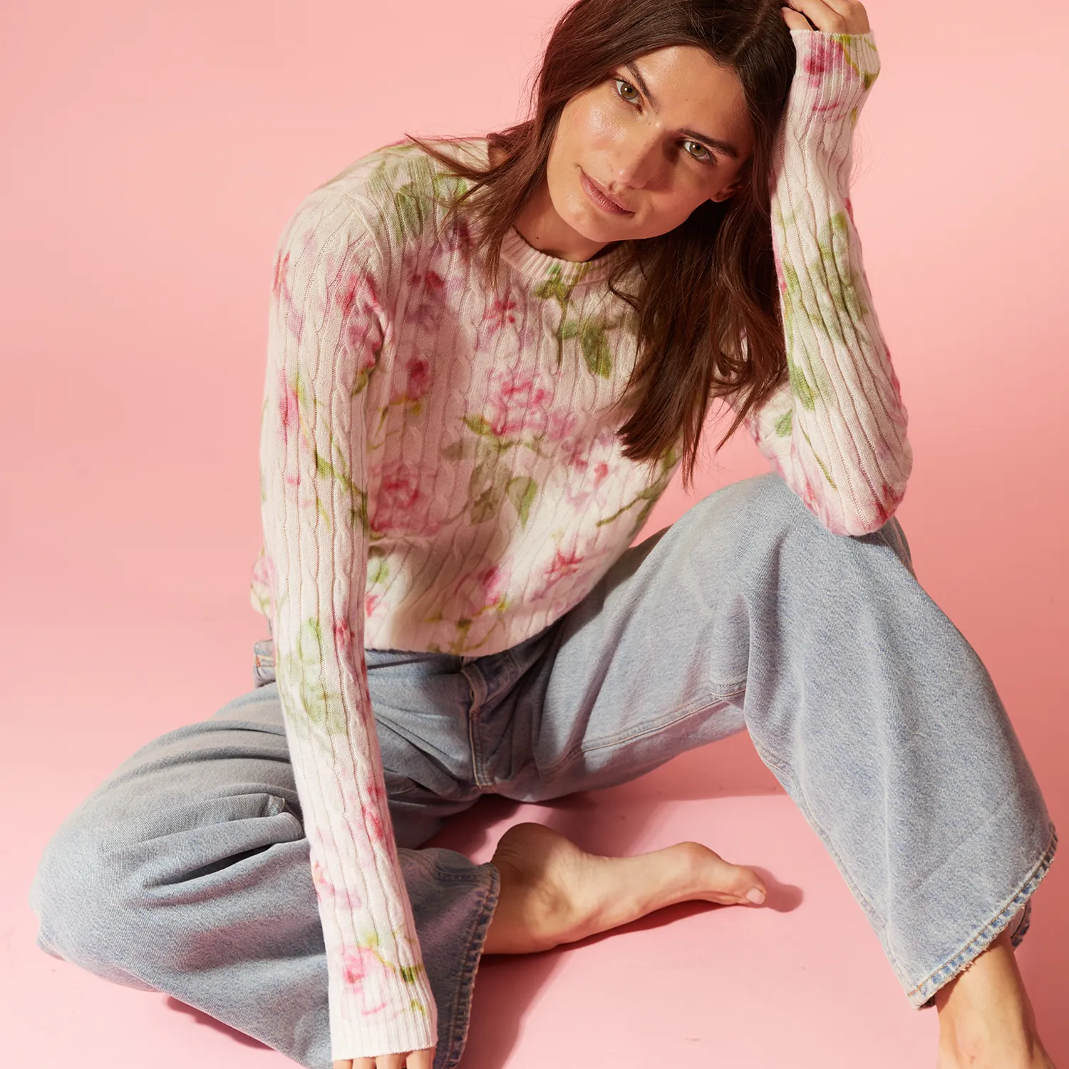 Rose Print Cable Crew sold by Autumn Cashmere product image thumbnail 2