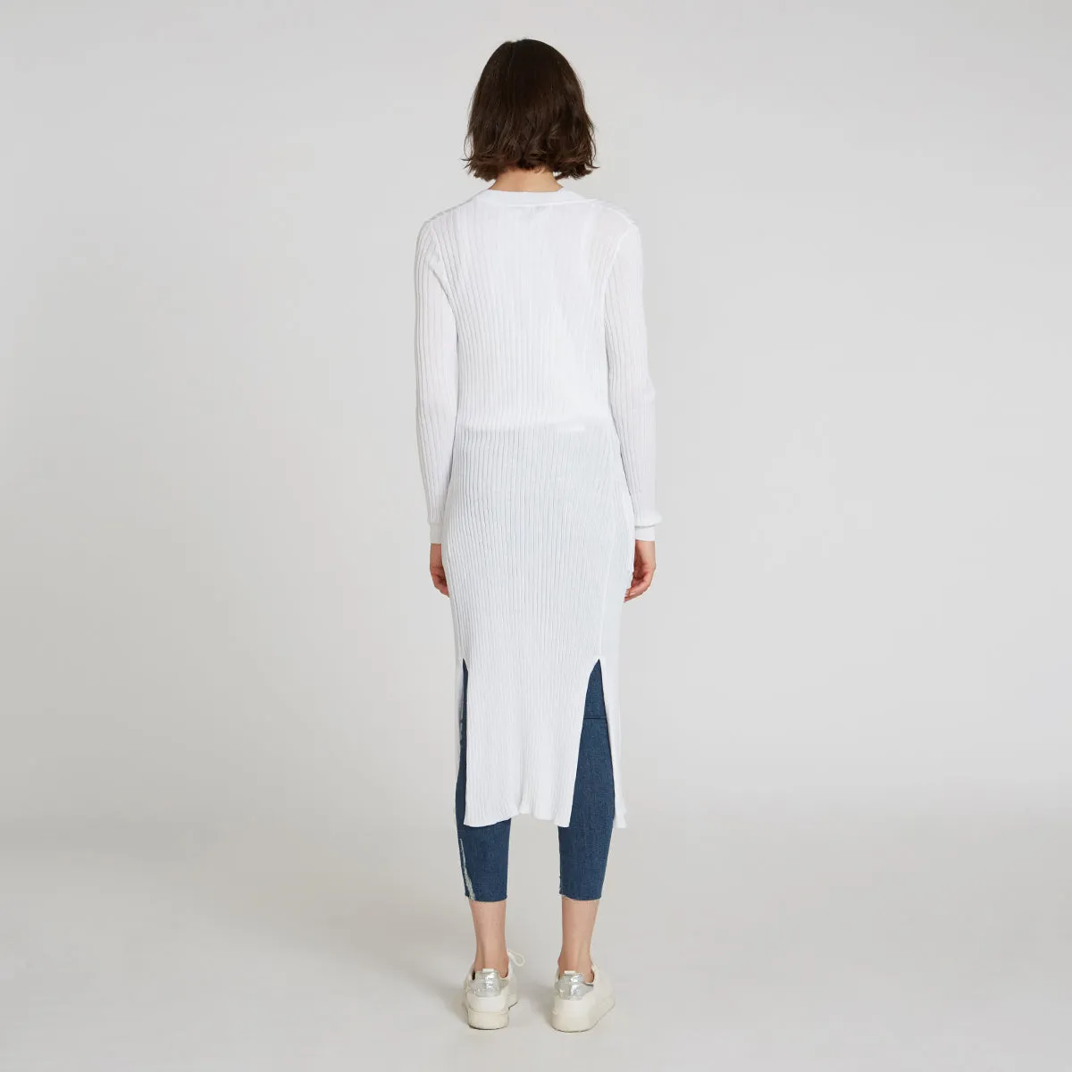 Cotton Rib Maxi Cardigan in Bleach White sold by Autumn Cashmere product image thumbnail 4